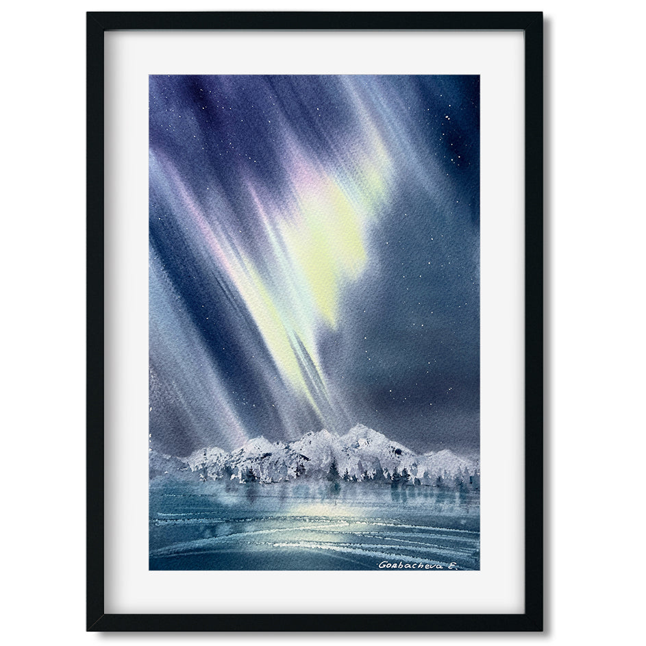 Aurora Painting Watercolor Original - Northern lights #28