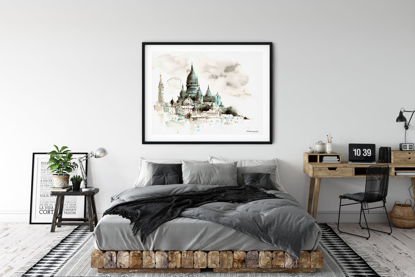 Paris Wall Art, Europe Art Print, French Architecture, Basilica Sacre Coeur, Watercolor Sketch Painting, Travel Gift For Women