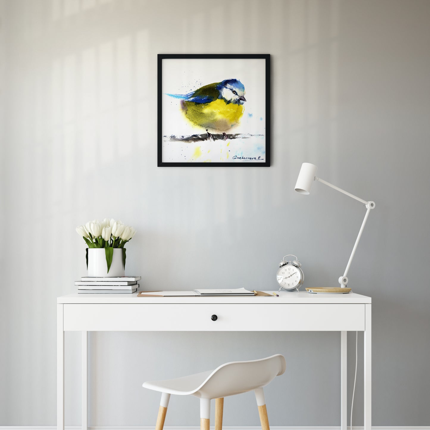 Cute Bird Wall Art, Original Watercolor Titmouse - Perfect Gift for Birdwatchers and Home Decor