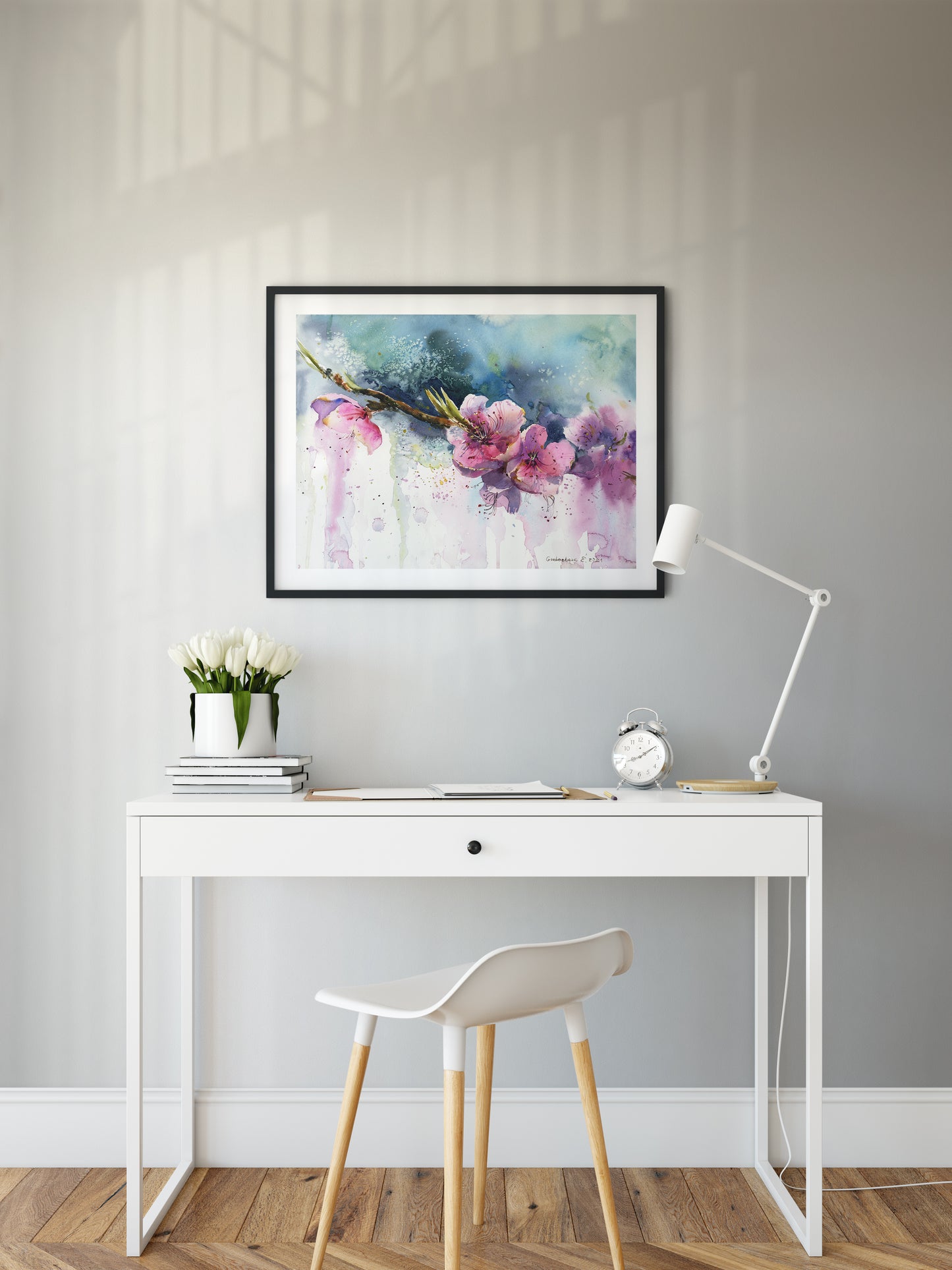 Pink Flower Art Print, Original Botanical Watercolor, Home Accent, Unique Housewarming Gift