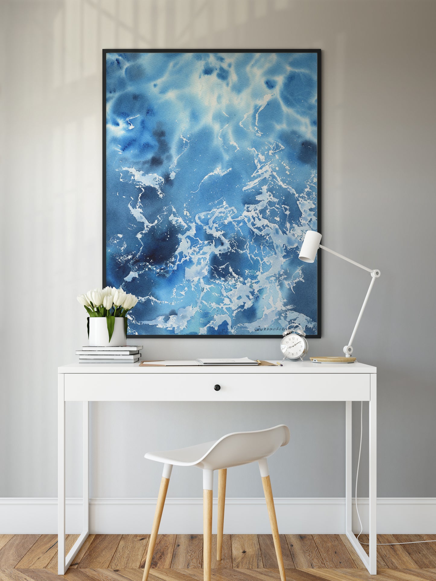 Sea Foam Print, Printed Wave, Aqua, Ocean Blue Print, Turquoise Waves Decor, Modern Water, Beautiful Art, Beach Prints