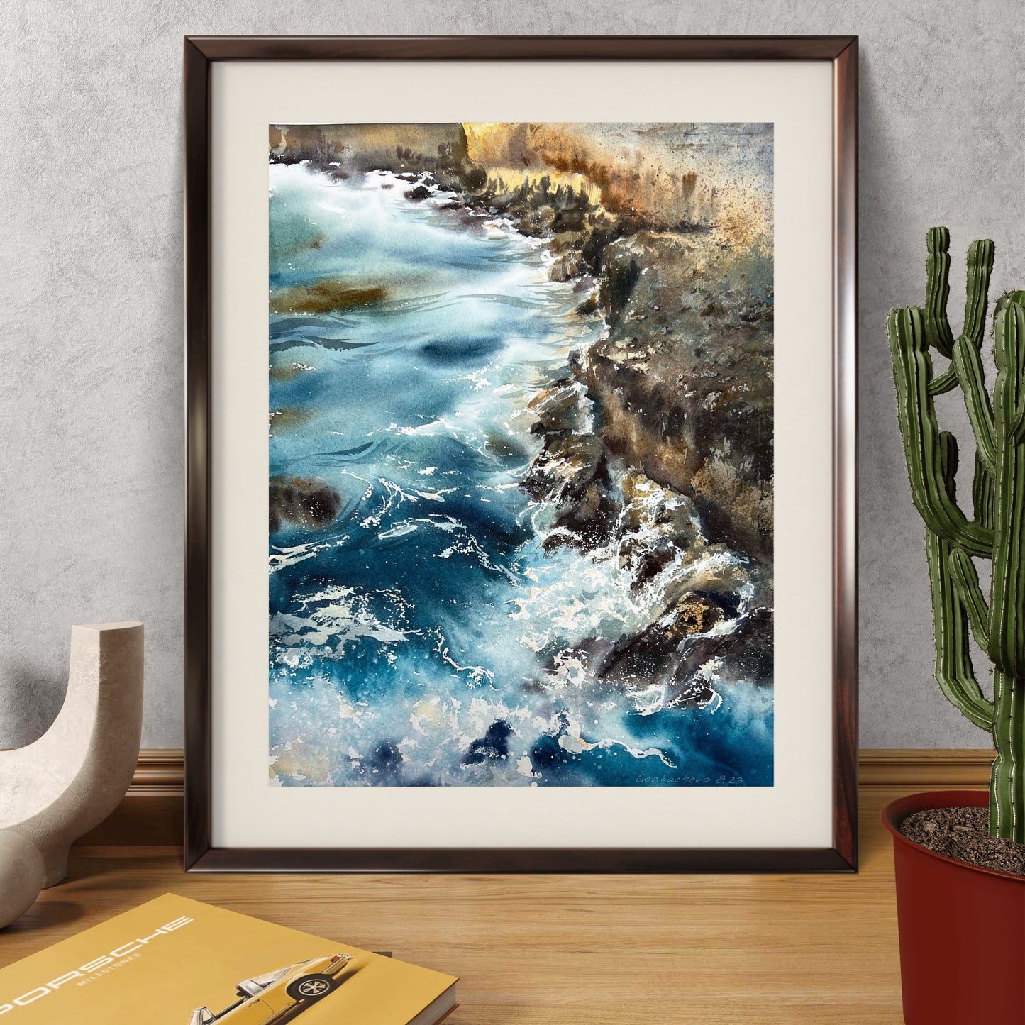 Wave Watercolor Painting, Original Seascape, Ocean Art, Artwork by Artist, Seaview Wall Art