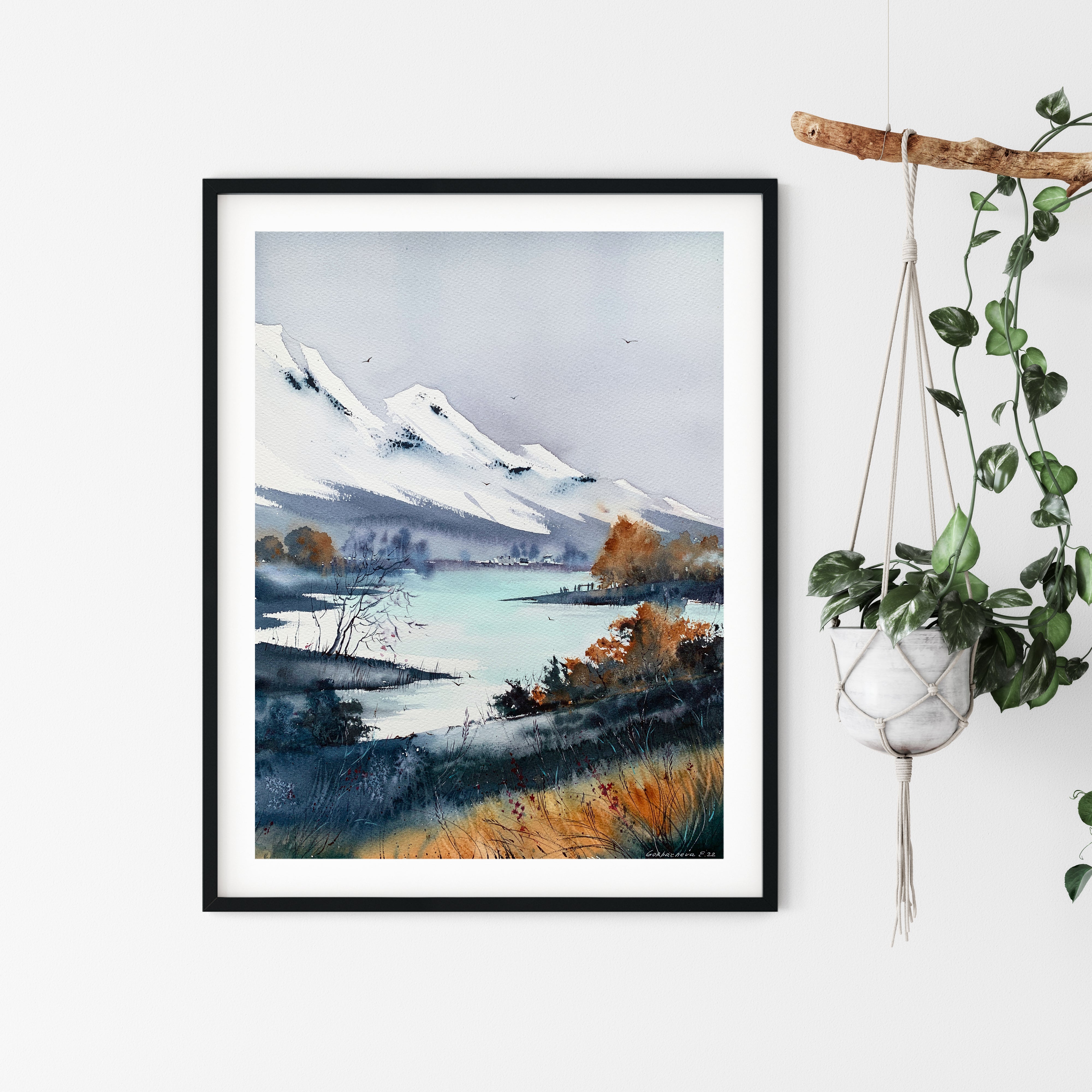 Landscape Watercolor Painting Original popular fall landscape painting Watercolor autumn wall art