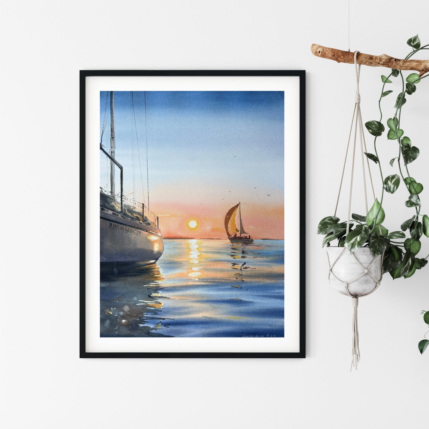 Painting Original, Watercolour Boat Sketch, Hand Drawn Yacht Illustration, Sailboat lover Gift, Great for Father's day
