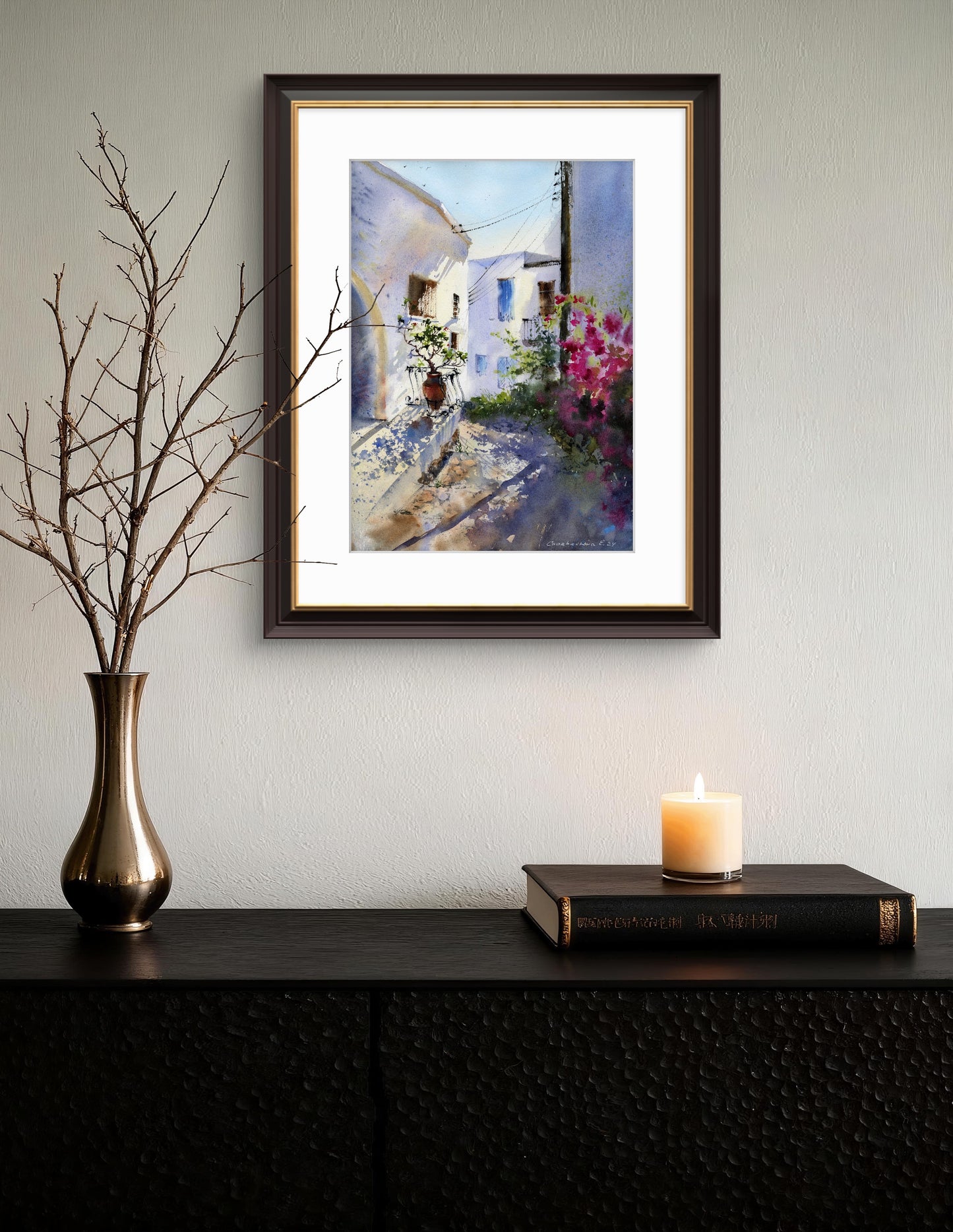 Mediterranean Village Watercolor Painting - Karmi Cyprus #4