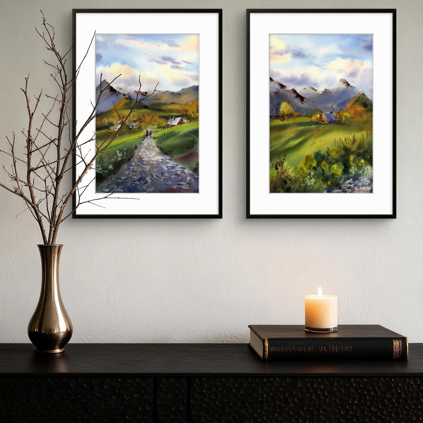 Morning over the Tatras Original Watercolor, Mountain Road Landscape Art, Morning over the Tatras 9x12 in