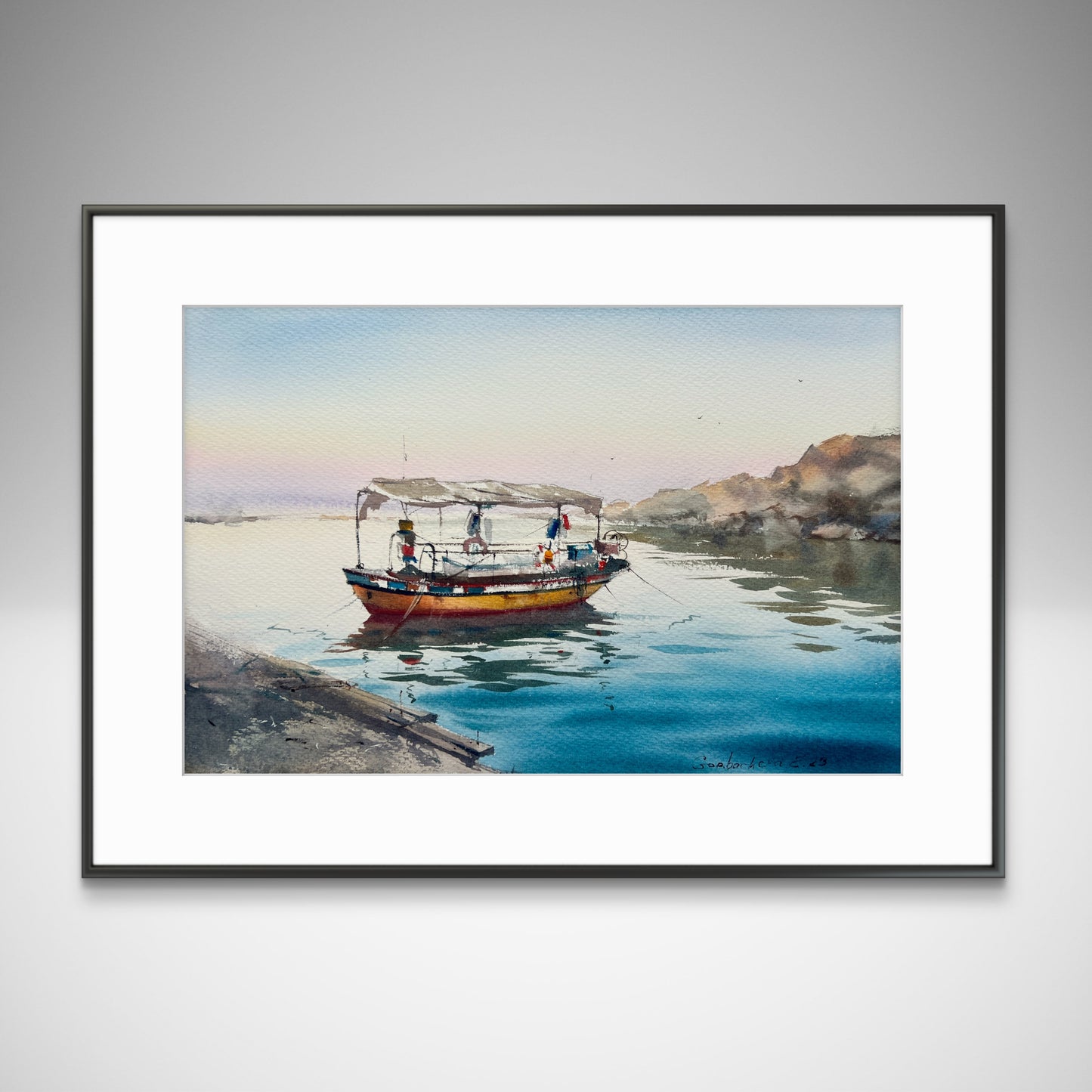 Original Painting - 'Boat on the Pier #4' 8x12 Watercolor Fishing Boat Artwork, Ideal Gift for Maritime Art Enthusiast