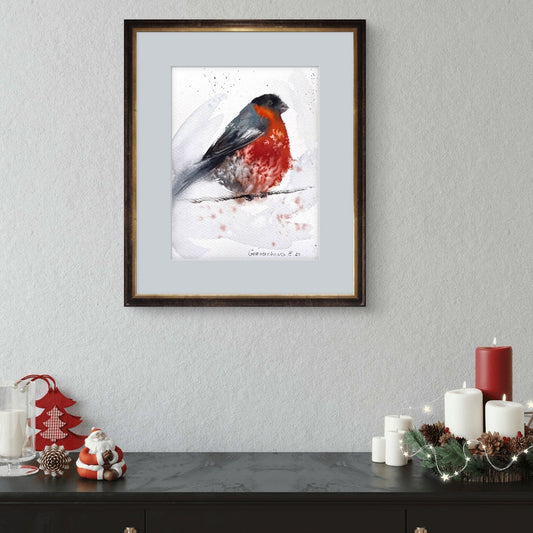 Bullfinch Painting, Original Watercolor Bird Art, Perfect for Home Decor, Bullfinch