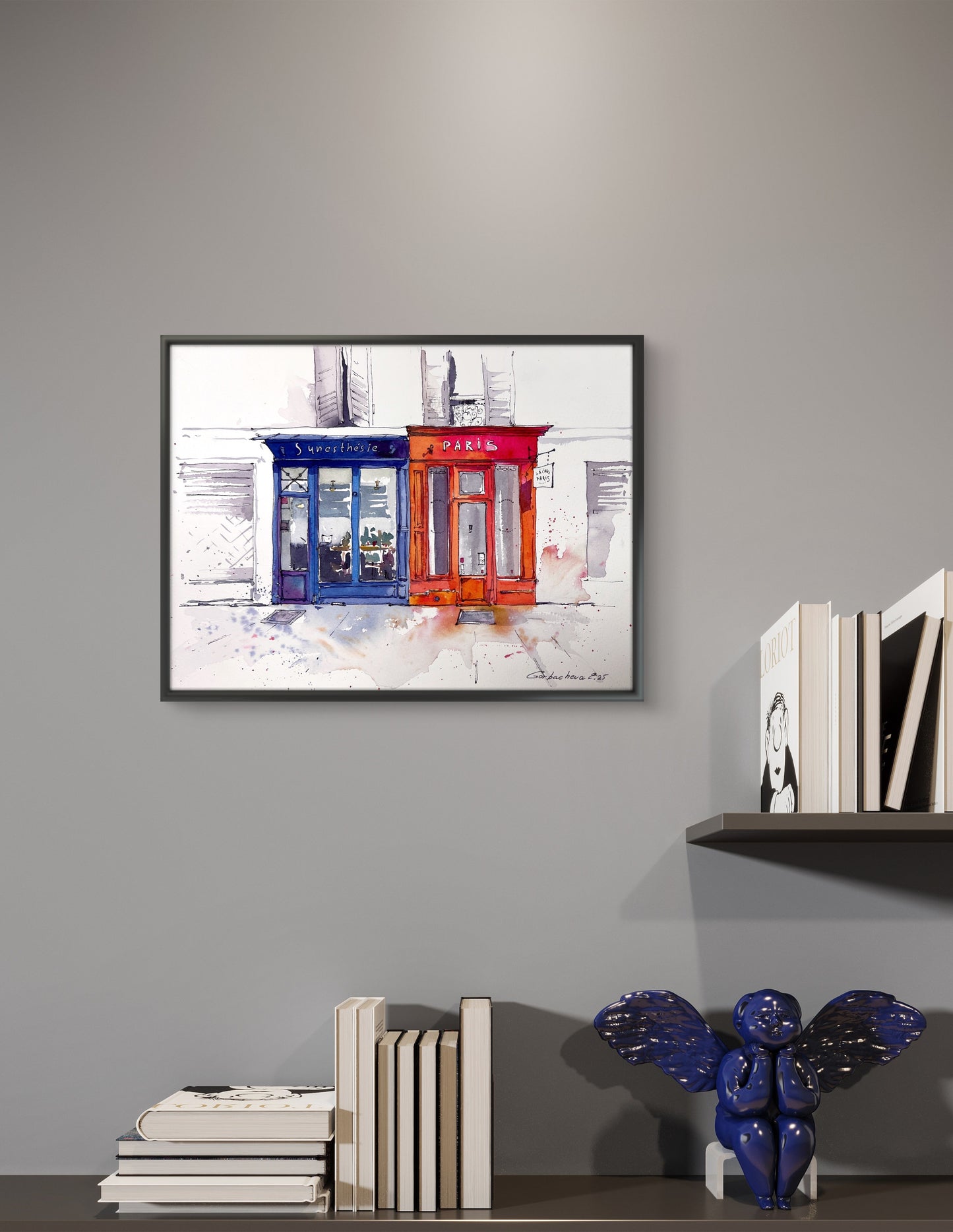 Original Paris Storefront Watercolor | French Urban Sketch Art |Shades of Paris 9x12