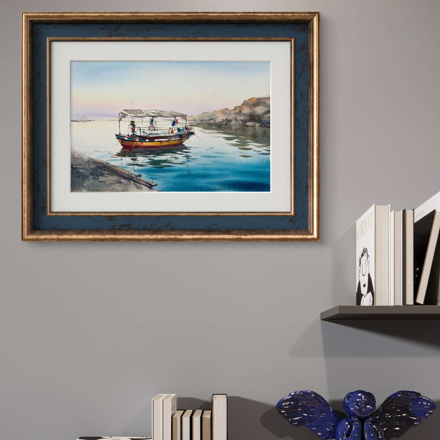Original Painting - 'Boat on the Pier #4' 8x12 Watercolor Fishing Boat Artwork, Ideal Gift for Maritime Art Enthusiast