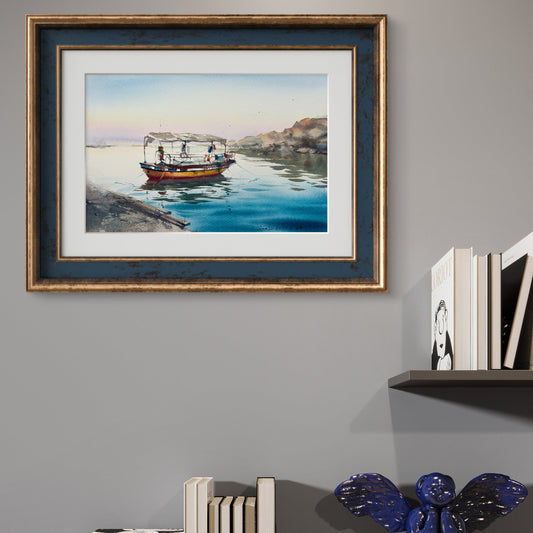 Original Painting - 'Boat on the Pier #4' 8x12 Watercolor Fishing Boat Artwork, Ideal Gift for Maritime Art Enthusiast