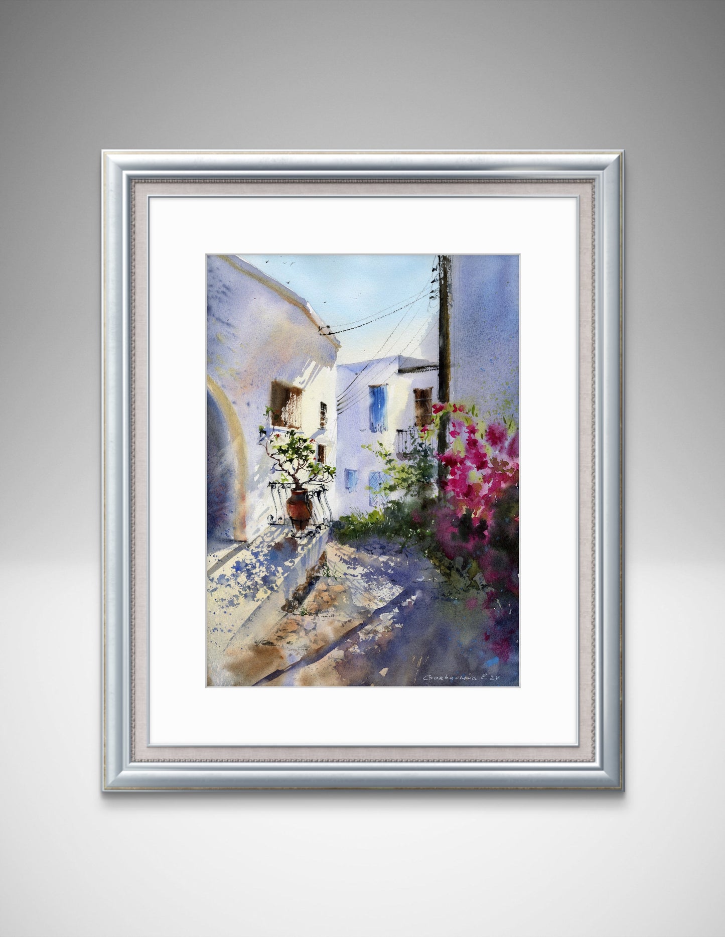 Mediterranean Village Watercolor Painting - Karmi Cyprus #4