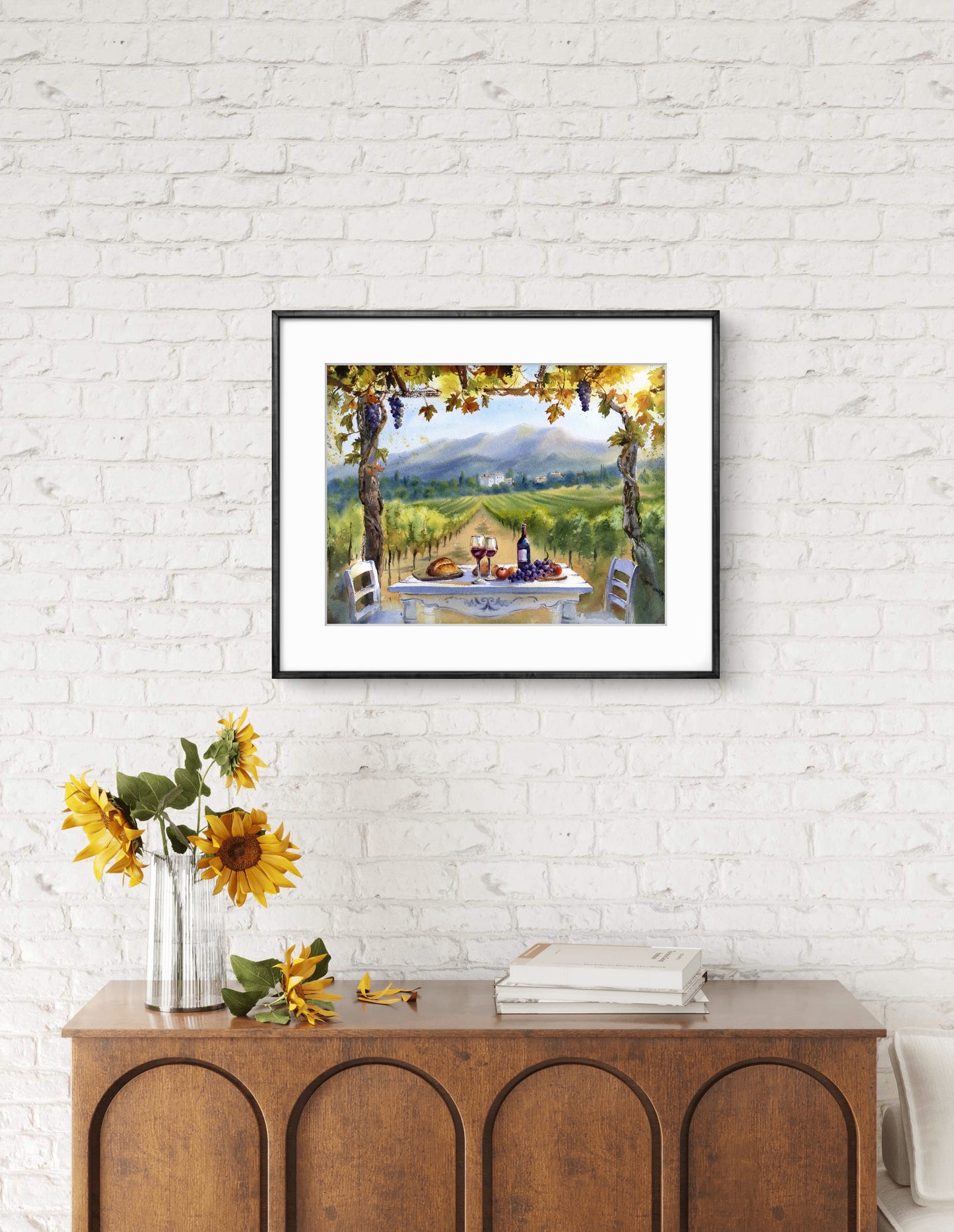 Original Tuscany Vineyard Watercolor | Where Wine Begins 12x16 in