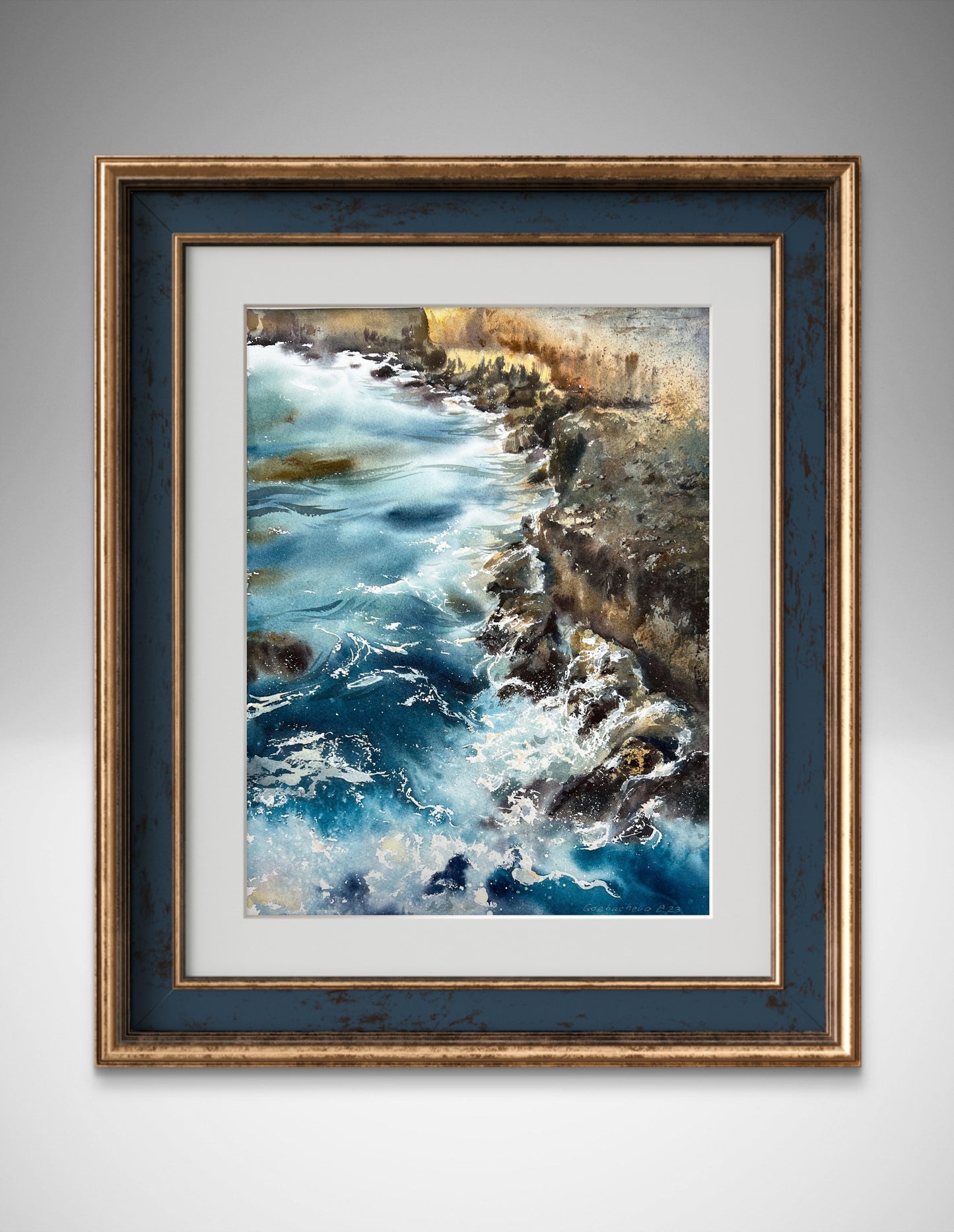 Wave Watercolor Painting, Original Seascape, Ocean Art, Artwork by Artist, Seaview Wall Art