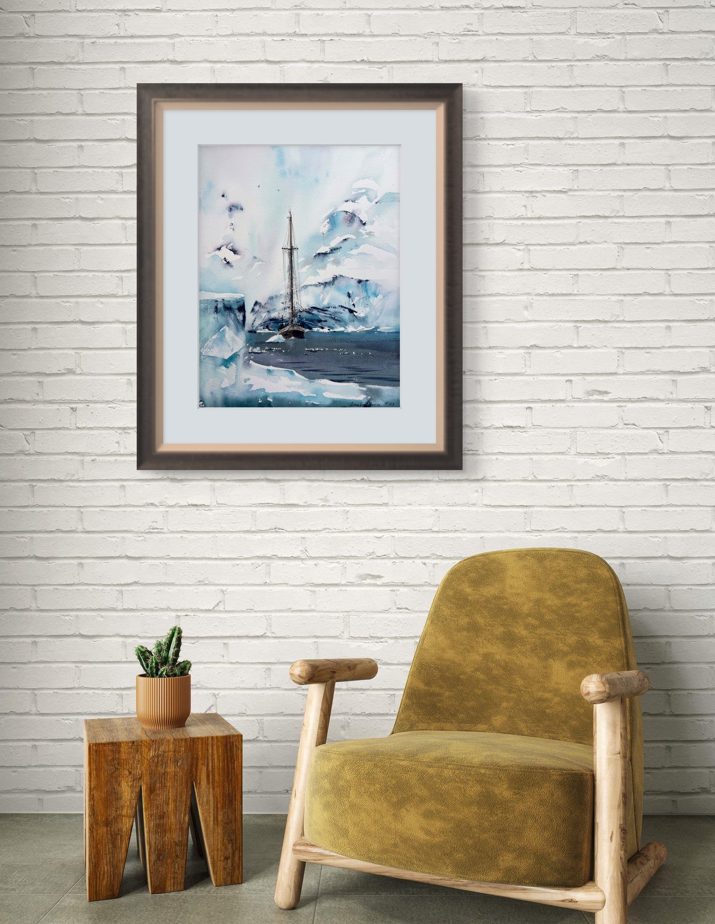 Arctic Painting Original, Watercolor - Greenland #4 -11x15