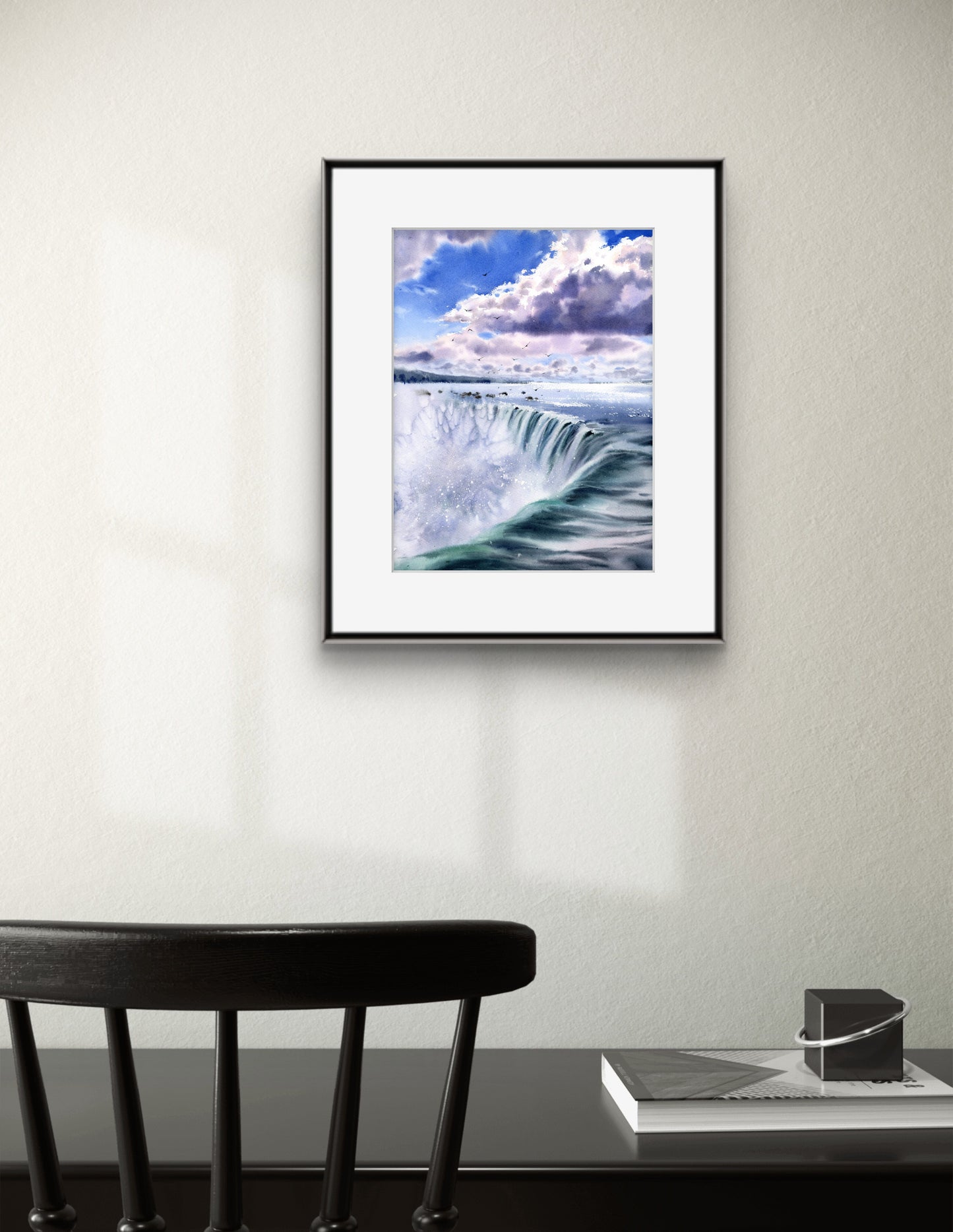 Niagara Falls Painting Original Watercolor, Beautiful Waterfall Landscape, Nature Wall Art Decor, Gift For Traveler