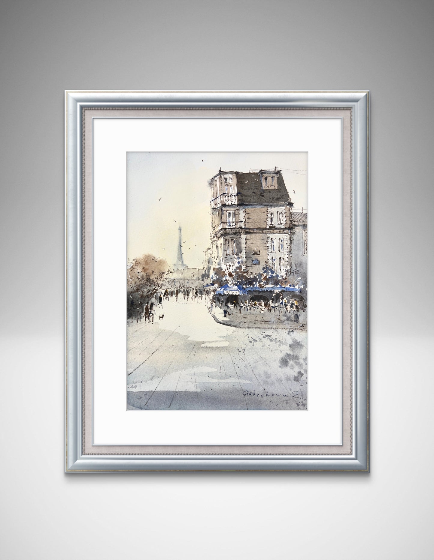 Charming Watercolor Art of Parisian Streets & Eiffel Tower - Original Painting