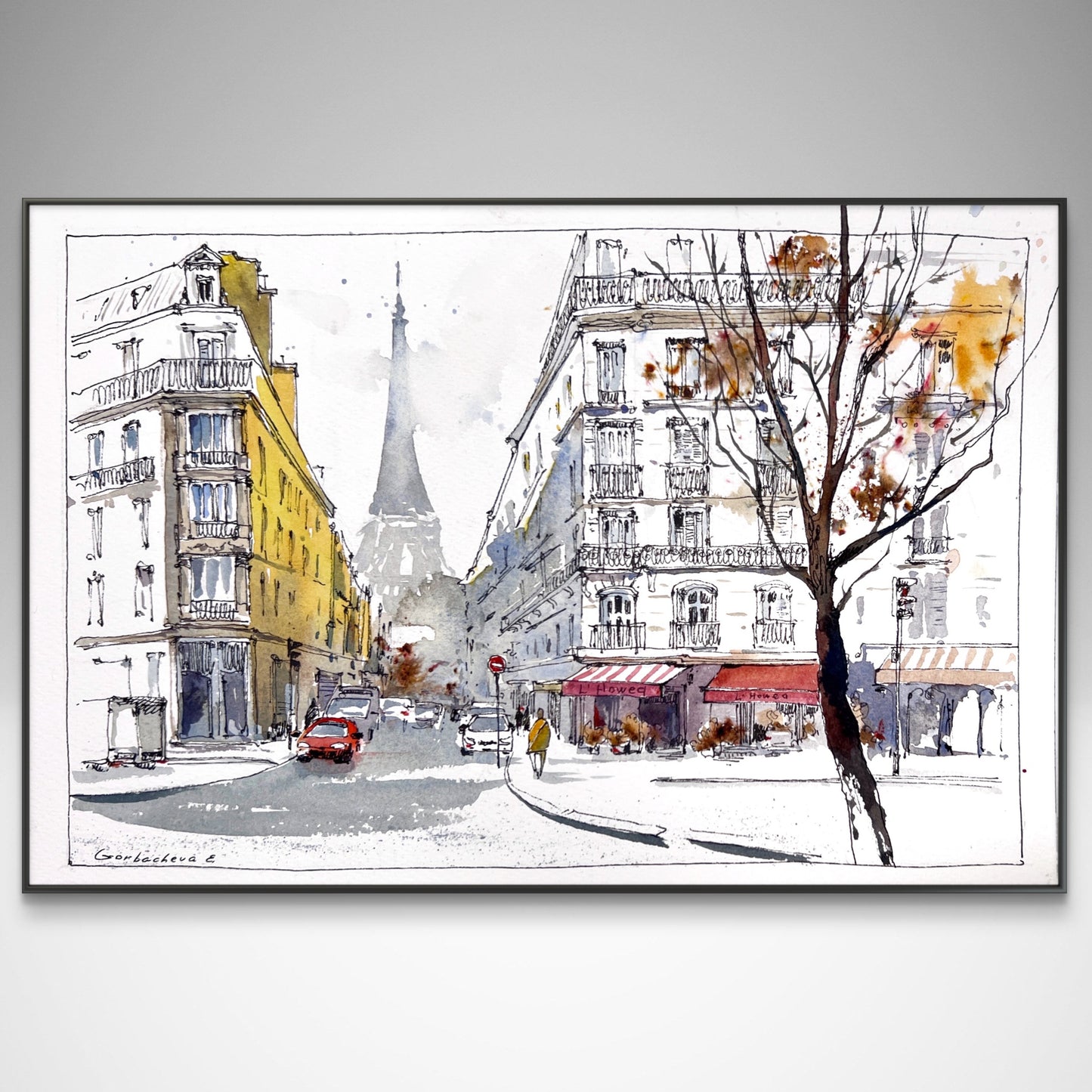 Golden Facades of Paris – Original Watercolor – Romantic Franch Painting