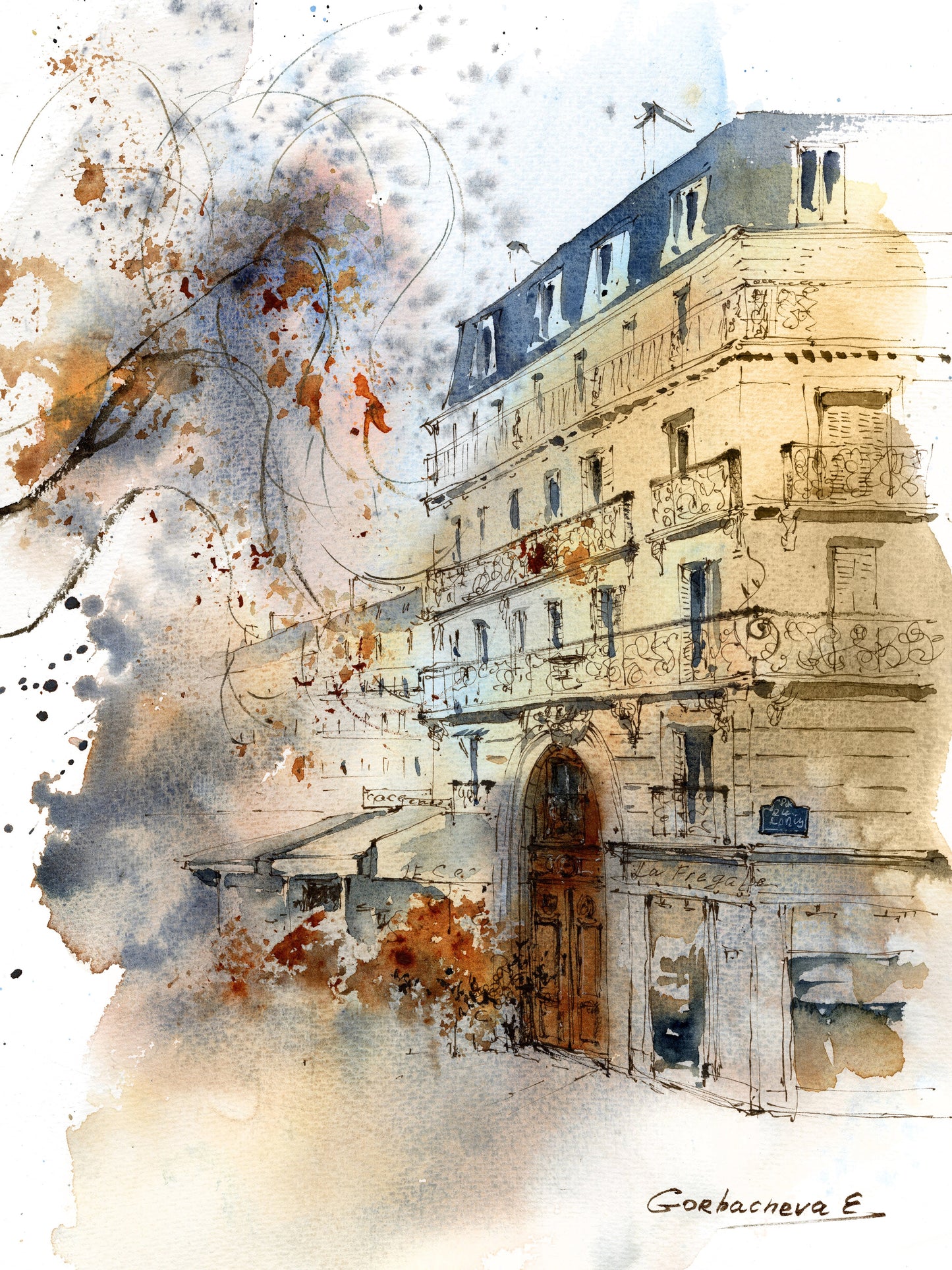 Parisian Elegance: Set of 2 Fall Watercolor Prints | Giclee Art of Eiffel Tower & Streets