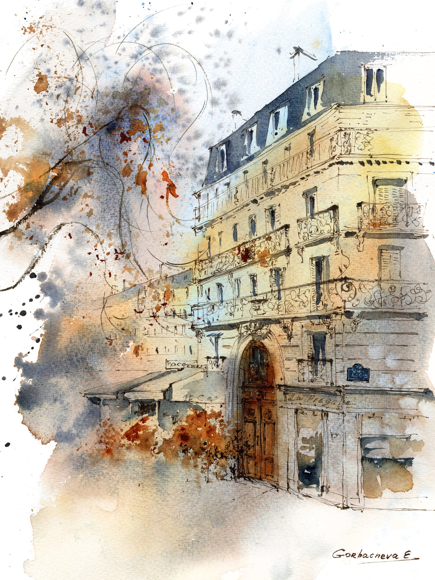 Autumn in Paris: Charming Street Art Prints from Watercolor Painting