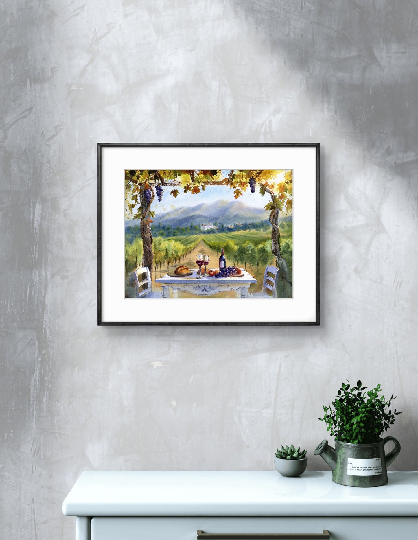 Original Tuscany Vineyard Watercolor | Where Wine Begins 12x16 in