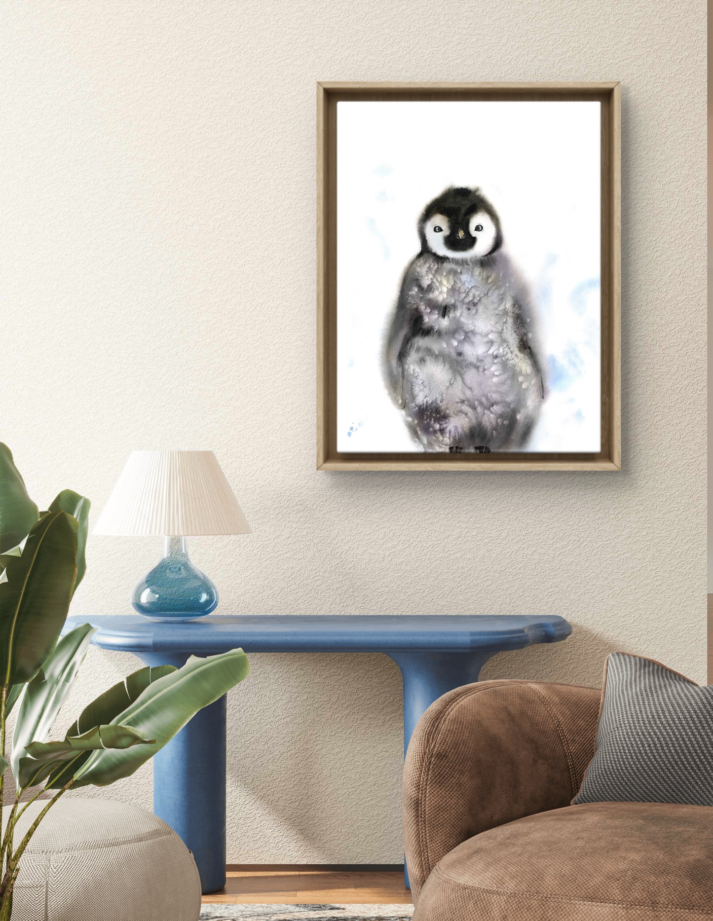 Whimsical Penguin Art Print - Charming Watercolor for Child's Space