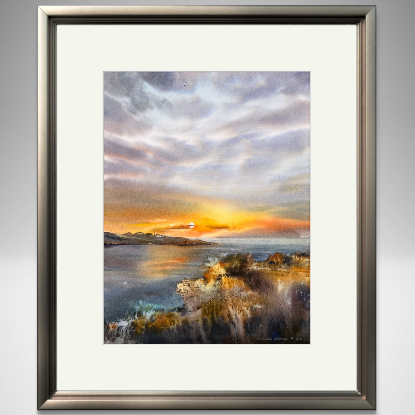 Watercolor Original Coastal Village Scene, Hand-Painted Wall Art, Perfect Art Gift for Her