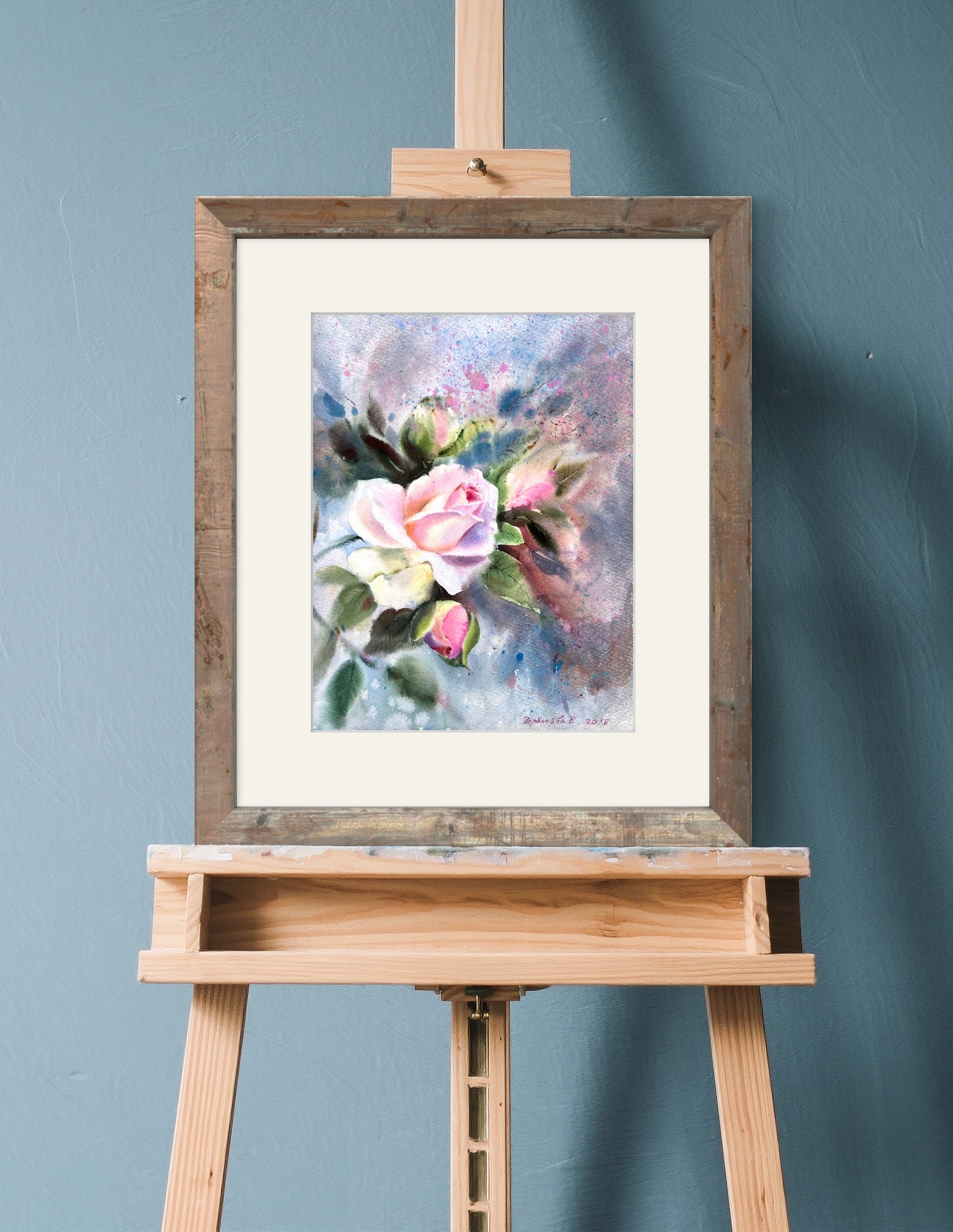 Pink Roses Painting, Original Watercolor Art, Rose Bush, Botanical Wall Decor, Flower Fine Art, Rose 12x16