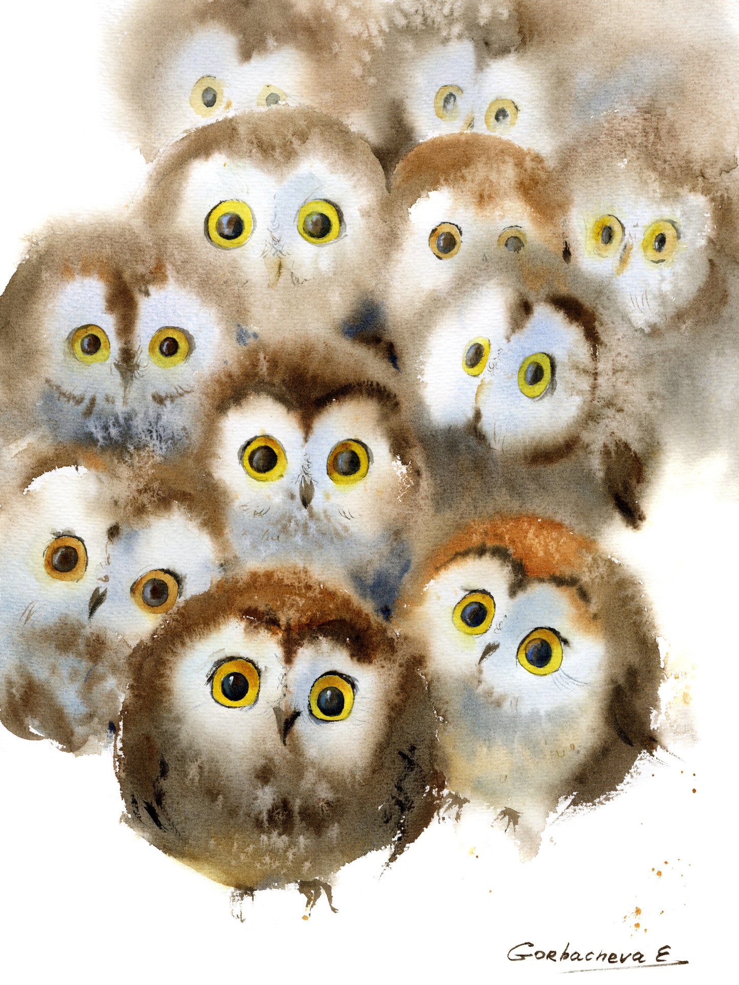 Adorable Owlet Giclee Print - Whimsical Watercolor Wall Art