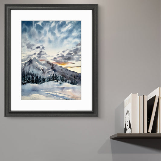 Mountain Watercolor Painting, Original Landscape Art, Mountainscape #9 12x16 in