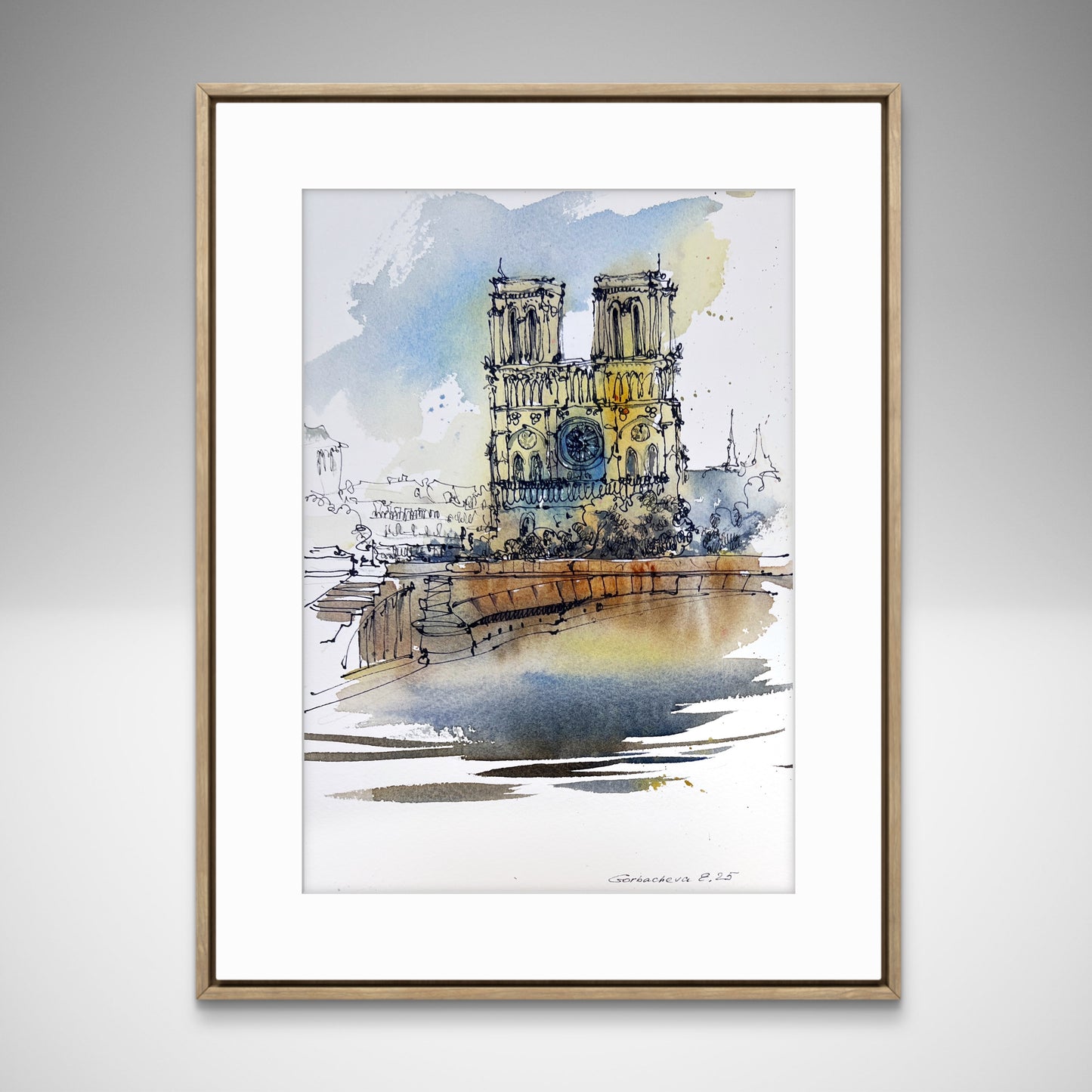 Small Original Watercolor Painting: Timeless Notre Dame de Paris
