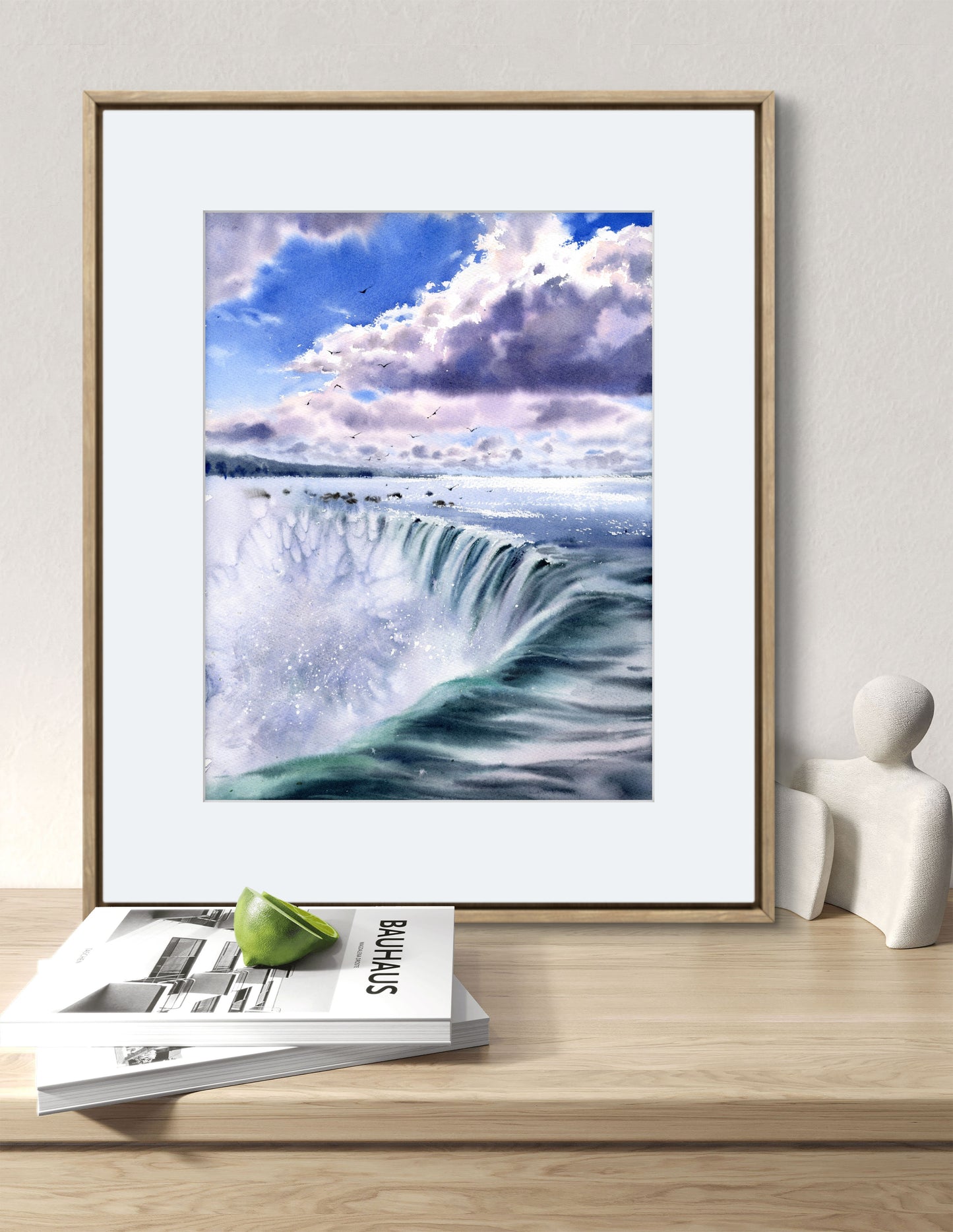 Niagara Falls Painting Original Watercolor, Beautiful Waterfall Landscape, Nature Wall Art Decor, Gift For Traveler