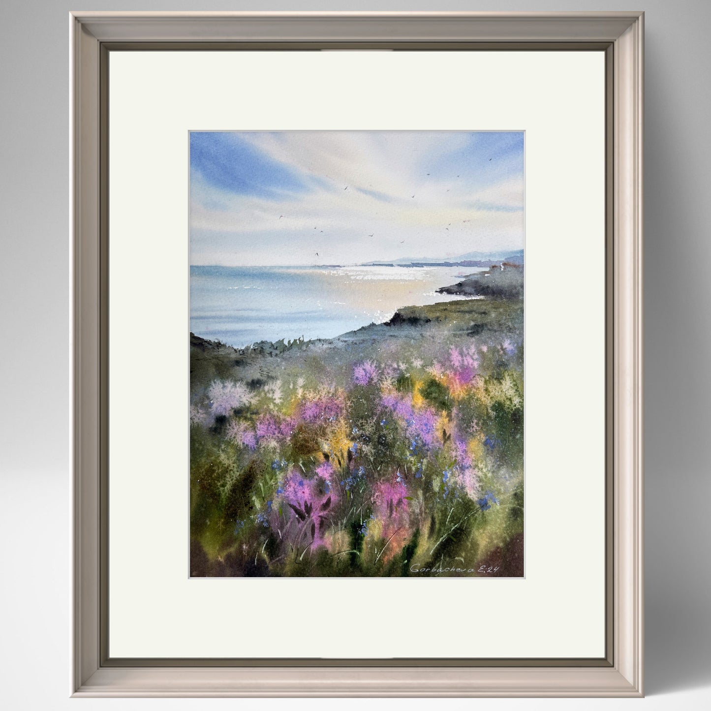 Wildflower Coastal Painting Watercolour Original - Flower coast #2
