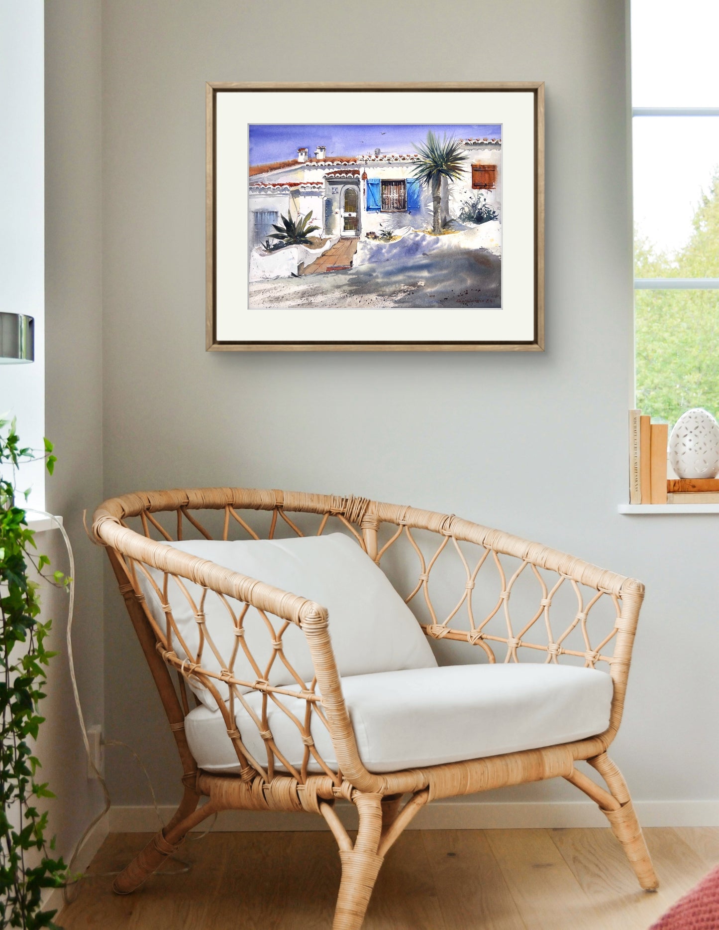 Original Watercolor Painting - White Silence of Valencia - Mediterranean Townscape