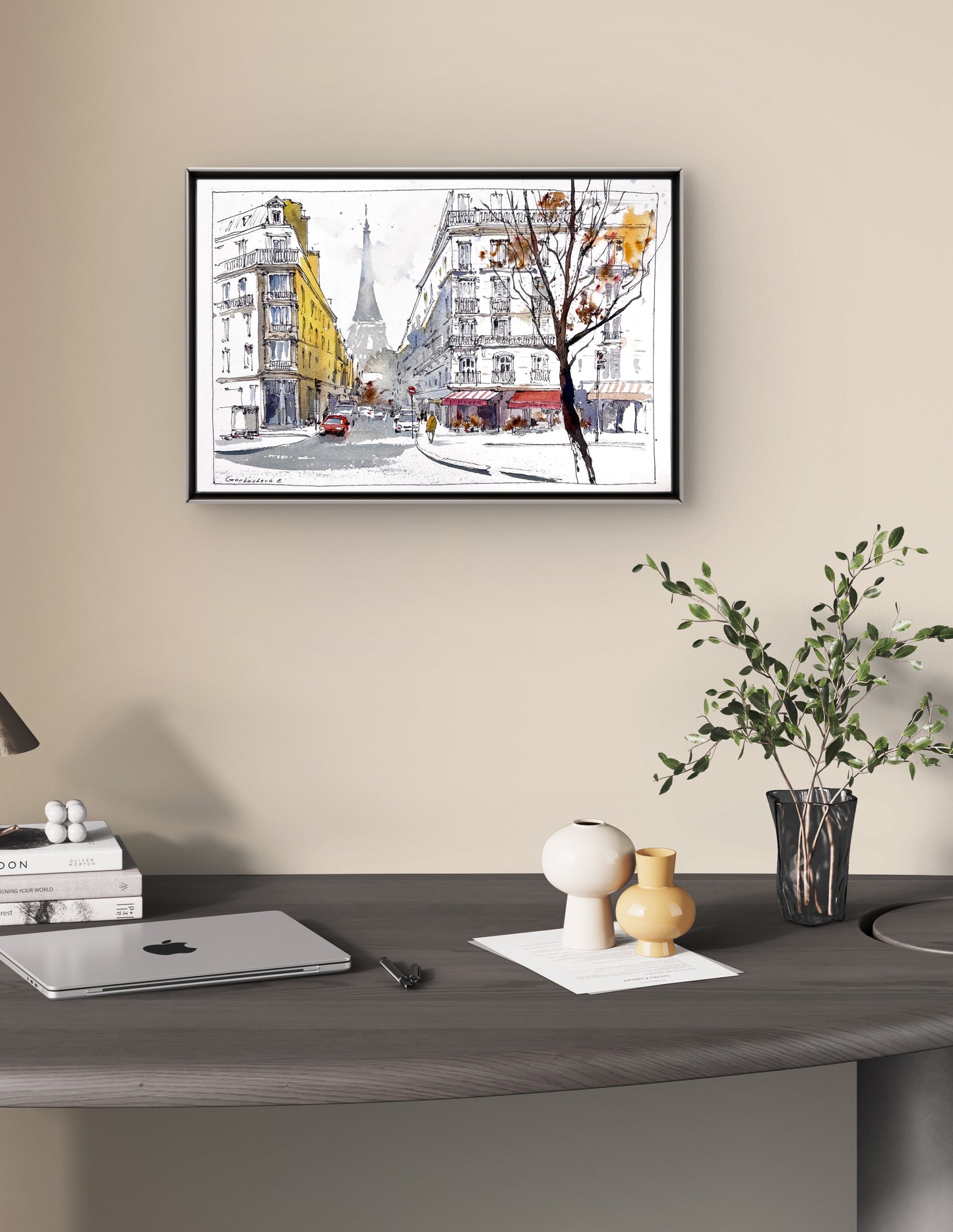 Golden Facades of Paris – Original Watercolor – Romantic Franch Painting