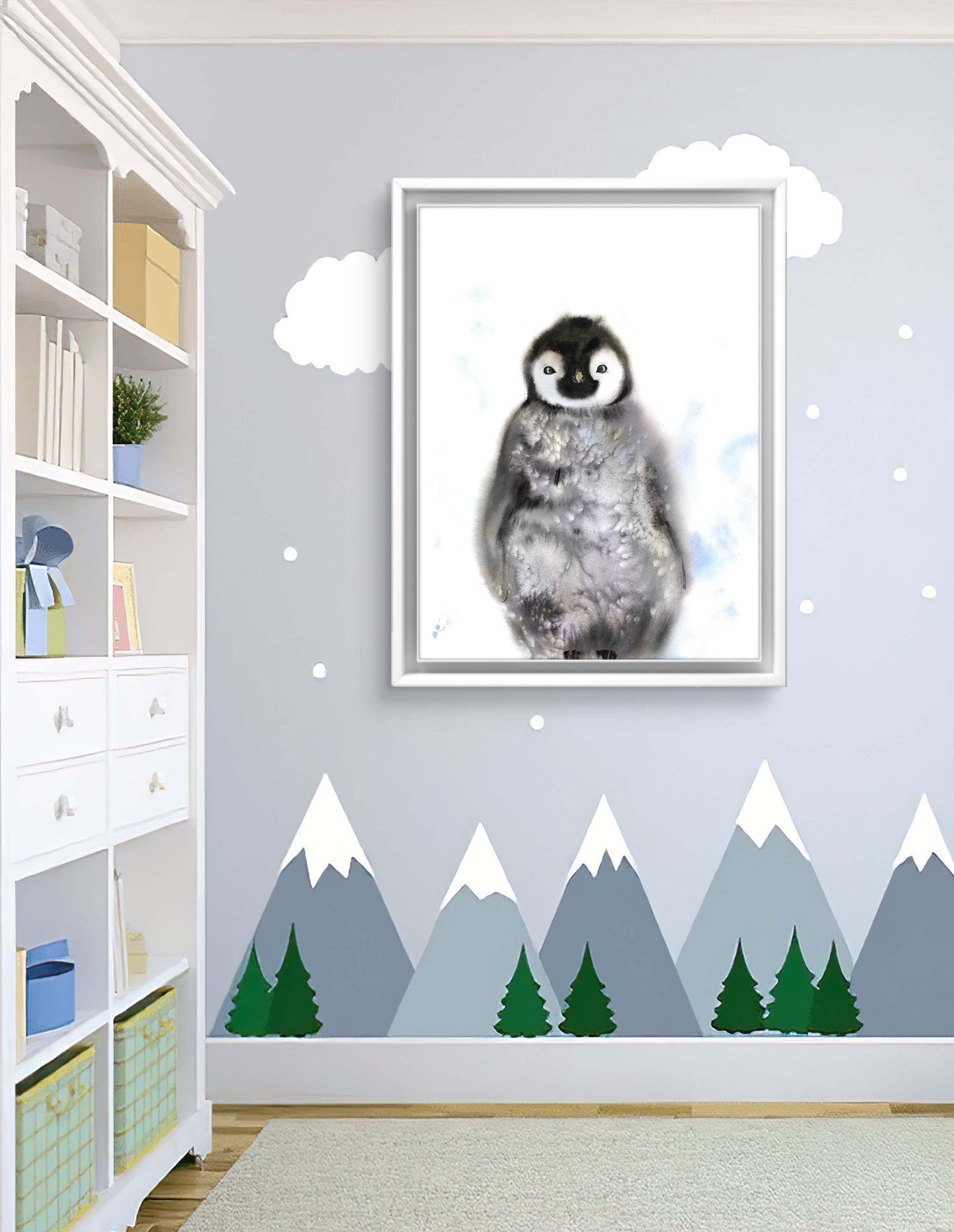 Whimsical Penguin Art Print - Charming Watercolor for Child's Space