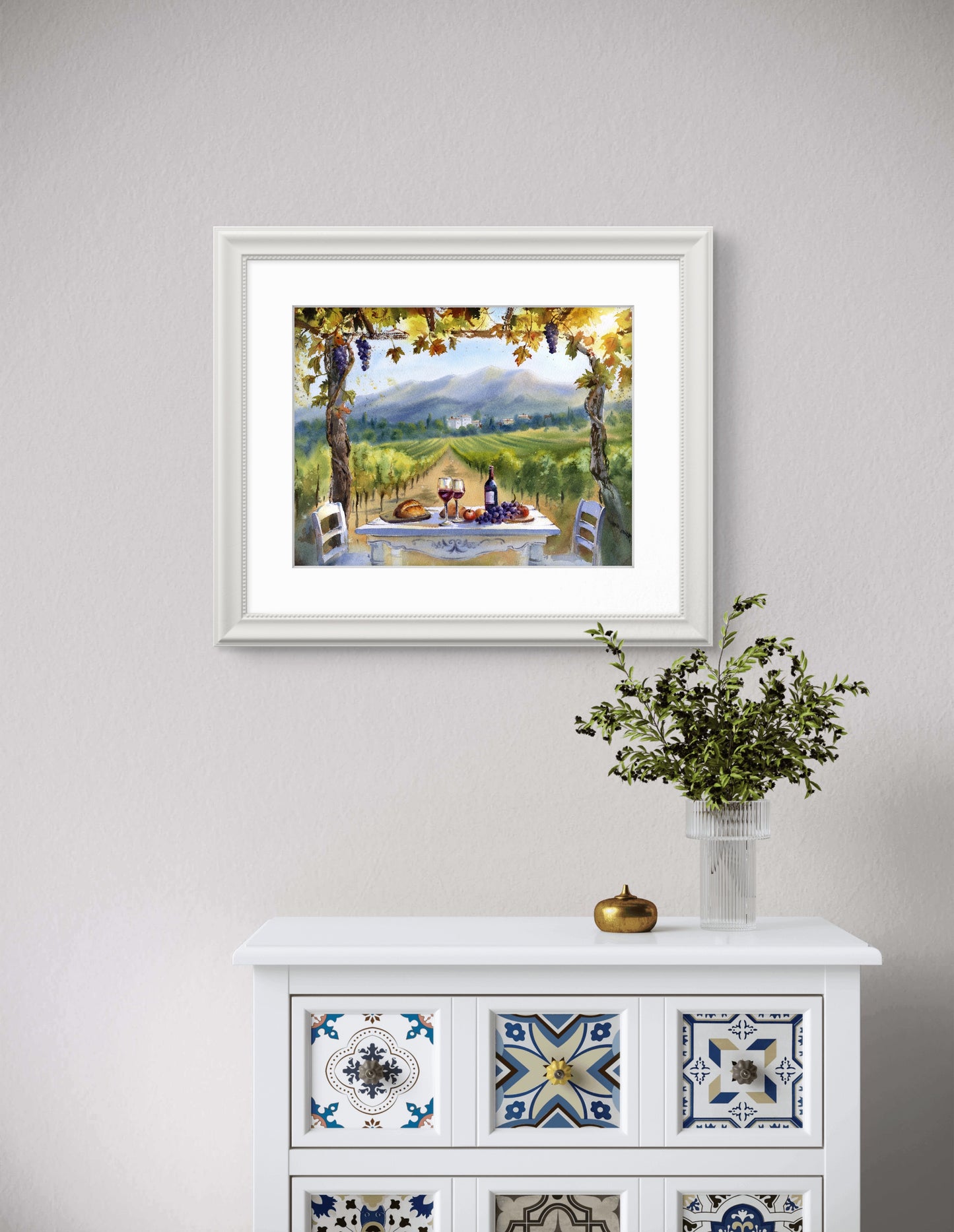 Original Tuscany Vineyard Watercolor | Where Wine Begins 12x16 in