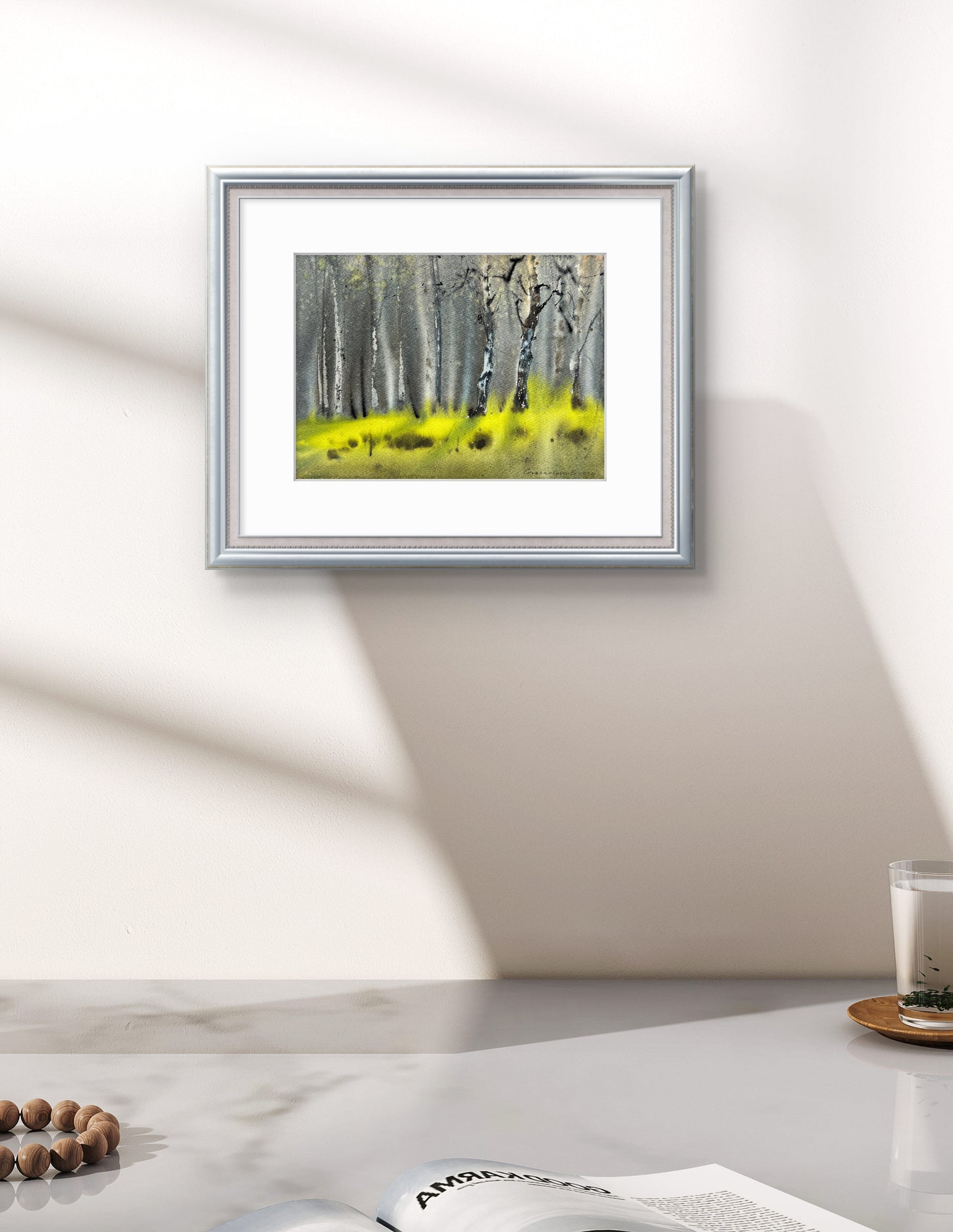 Nature Painting Original, Watercolor Birches, Forest Wall Art - Birch Grove #5