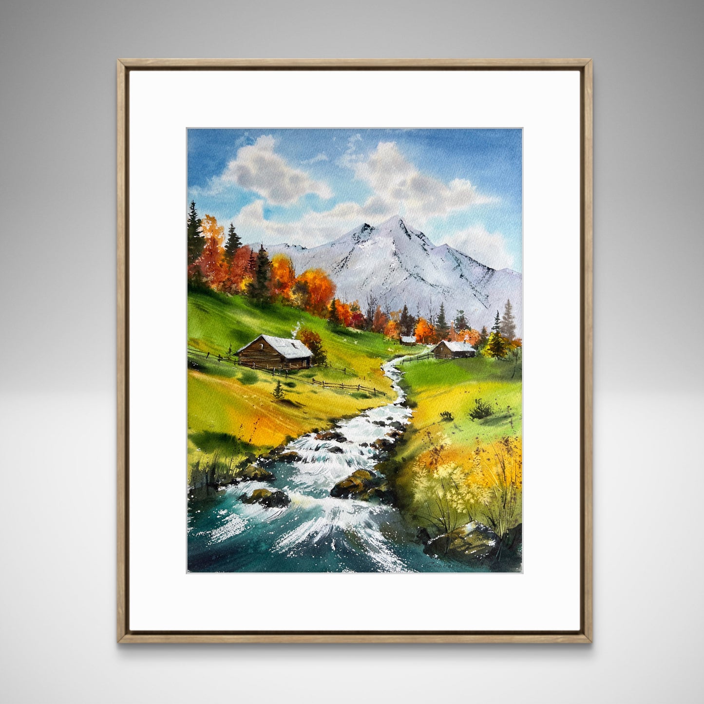 Mountain River #42 - Vibrant Fall River Original Painting - Nature Watercolor Artwork