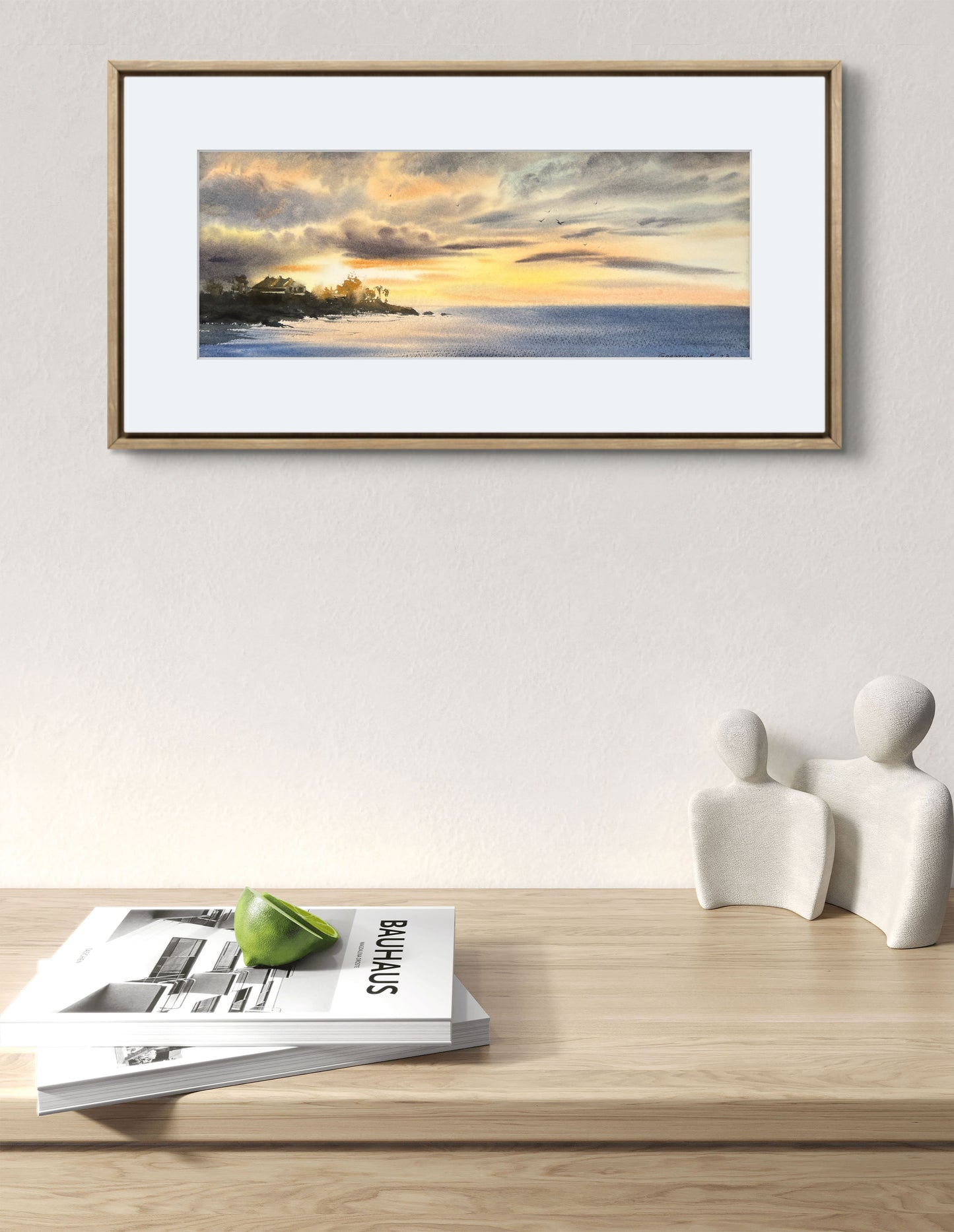 Original Watercolor Caribbean Painting, Beach Sunset, Original Art, Palm Trees, Ocean Breeze, Tropical Artwork, Seascape