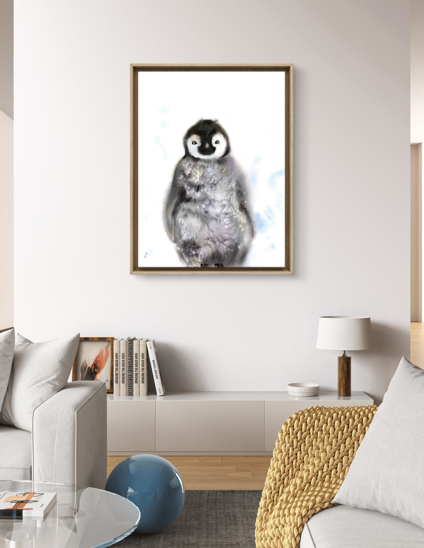 Whimsical Penguin Art Print - Charming Watercolor for Child's Space