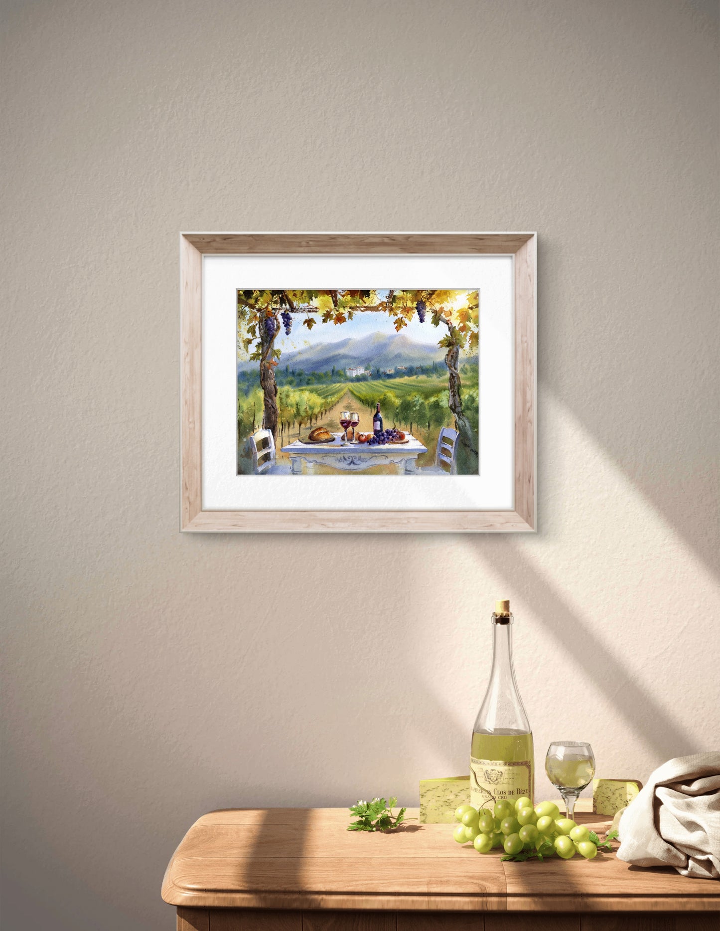 Original Tuscany Vineyard Watercolor | Where Wine Begins 12x16 in