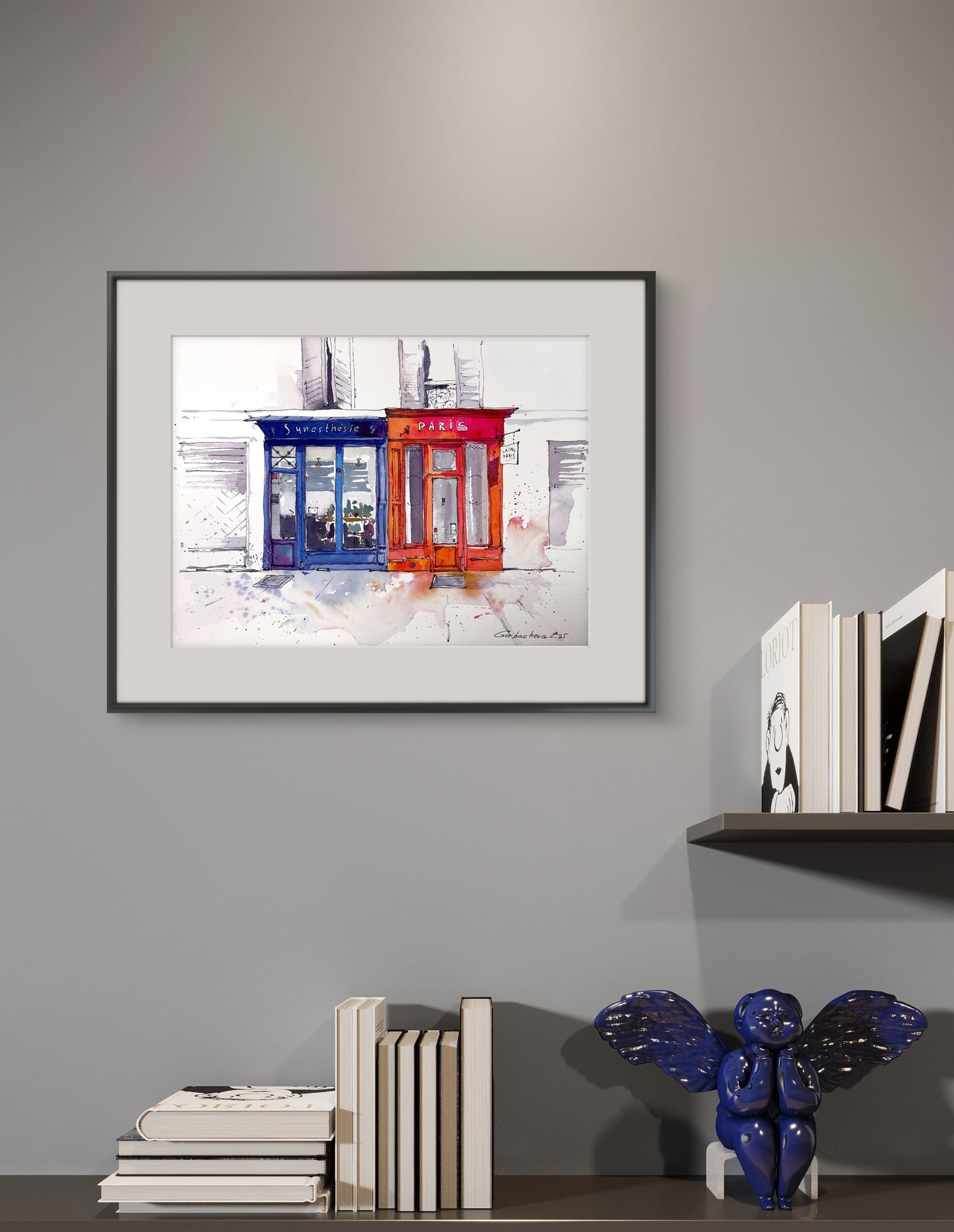 Original Paris Storefront Watercolor | French Urban Sketch Art |Shades of Paris 9x12