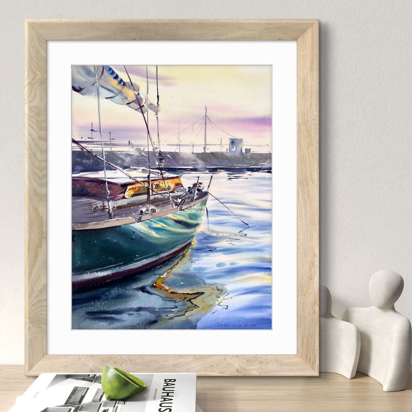 Original Saint Petersburg Watercolor Painting | Sailboat Marina Seascape | Quiet Harbor 12x16