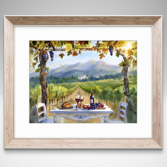 Original Tuscany Vineyard Watercolor | Where Wine Begins 12x16 in