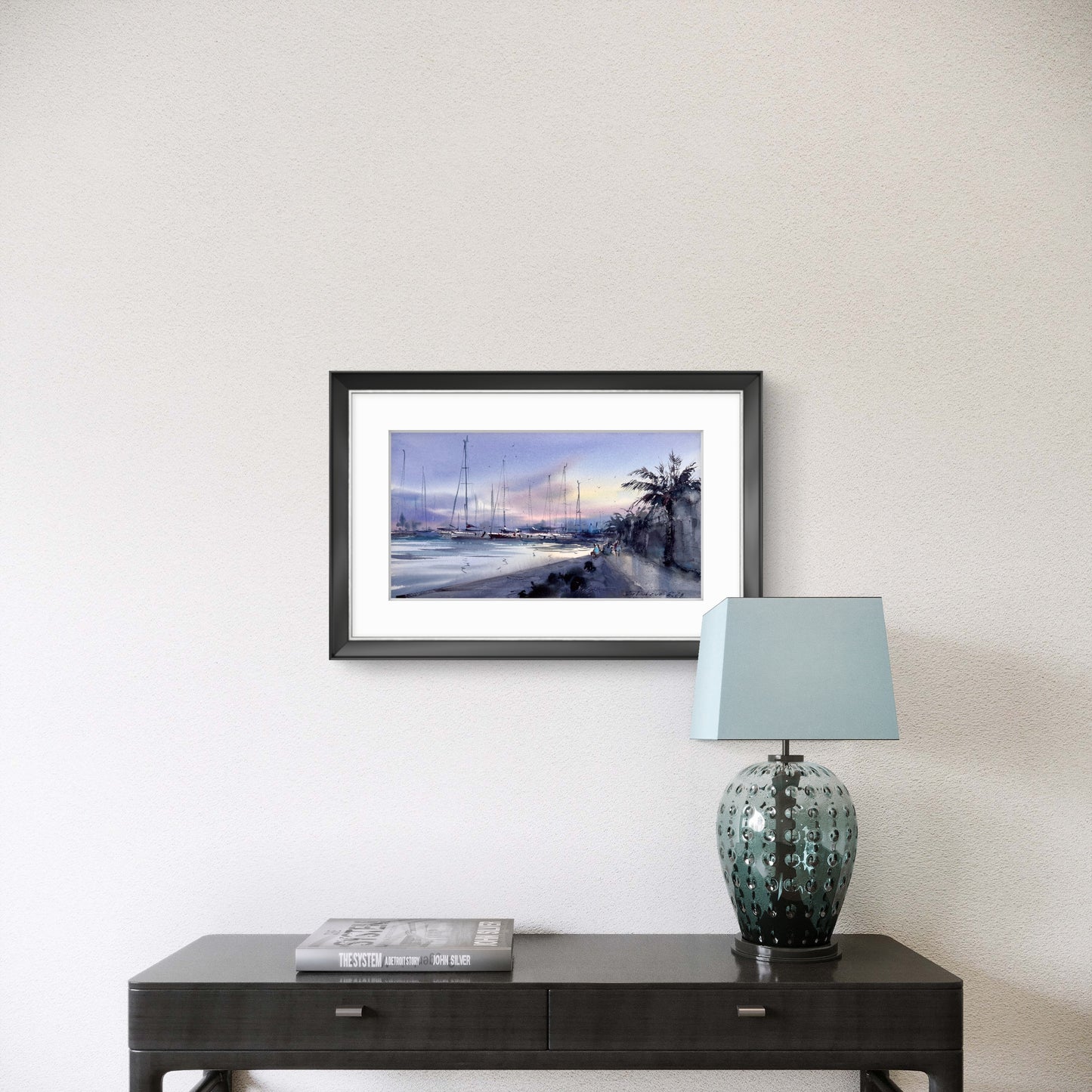 Original Valencia Marina Watercolor Painting | Spain Harbor Seascape | Valencia Twilight 8x15