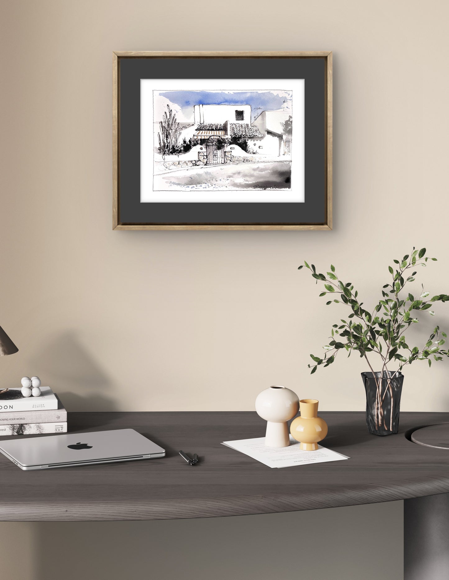 Original Spanish House Watercolor Painting | Spanish Noon 9x12 in