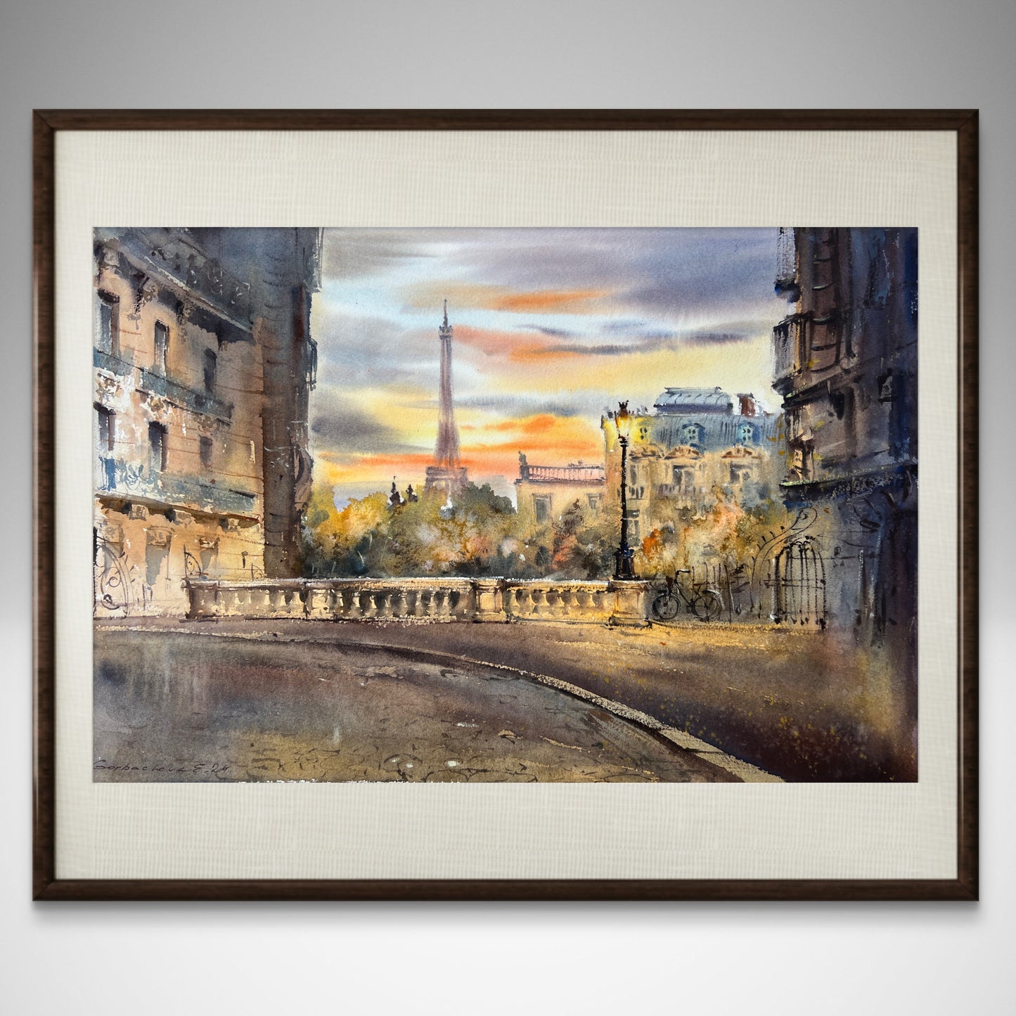 Charming Paris Watercolor Painting Original, Eiffel Tower Art, Beautiful French Cityscape  - On the streets of Paris #4