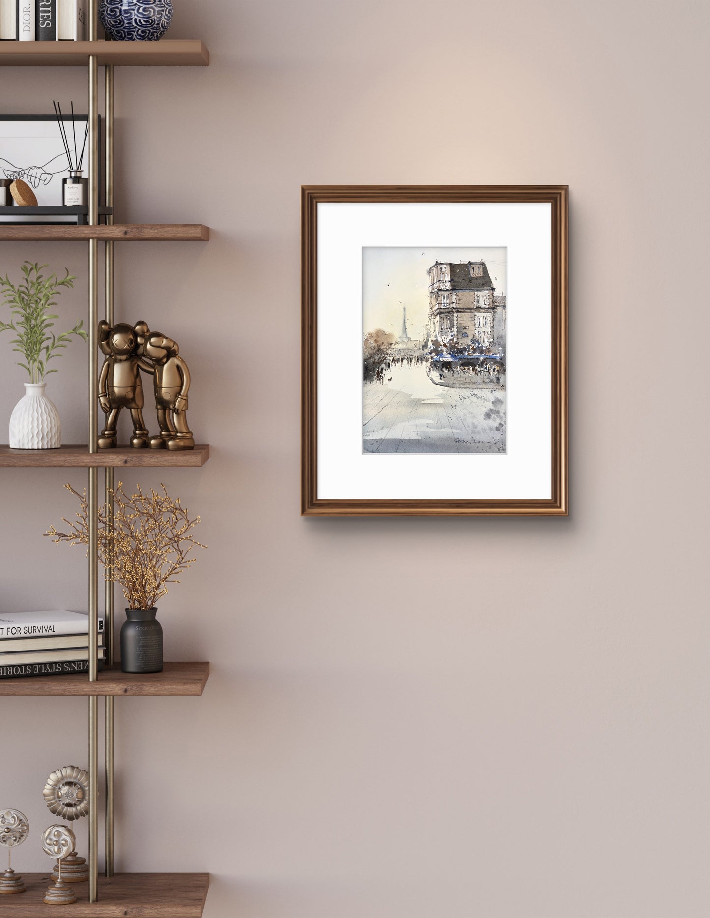 Charming Watercolor Art of Parisian Streets & Eiffel Tower - Original Painting