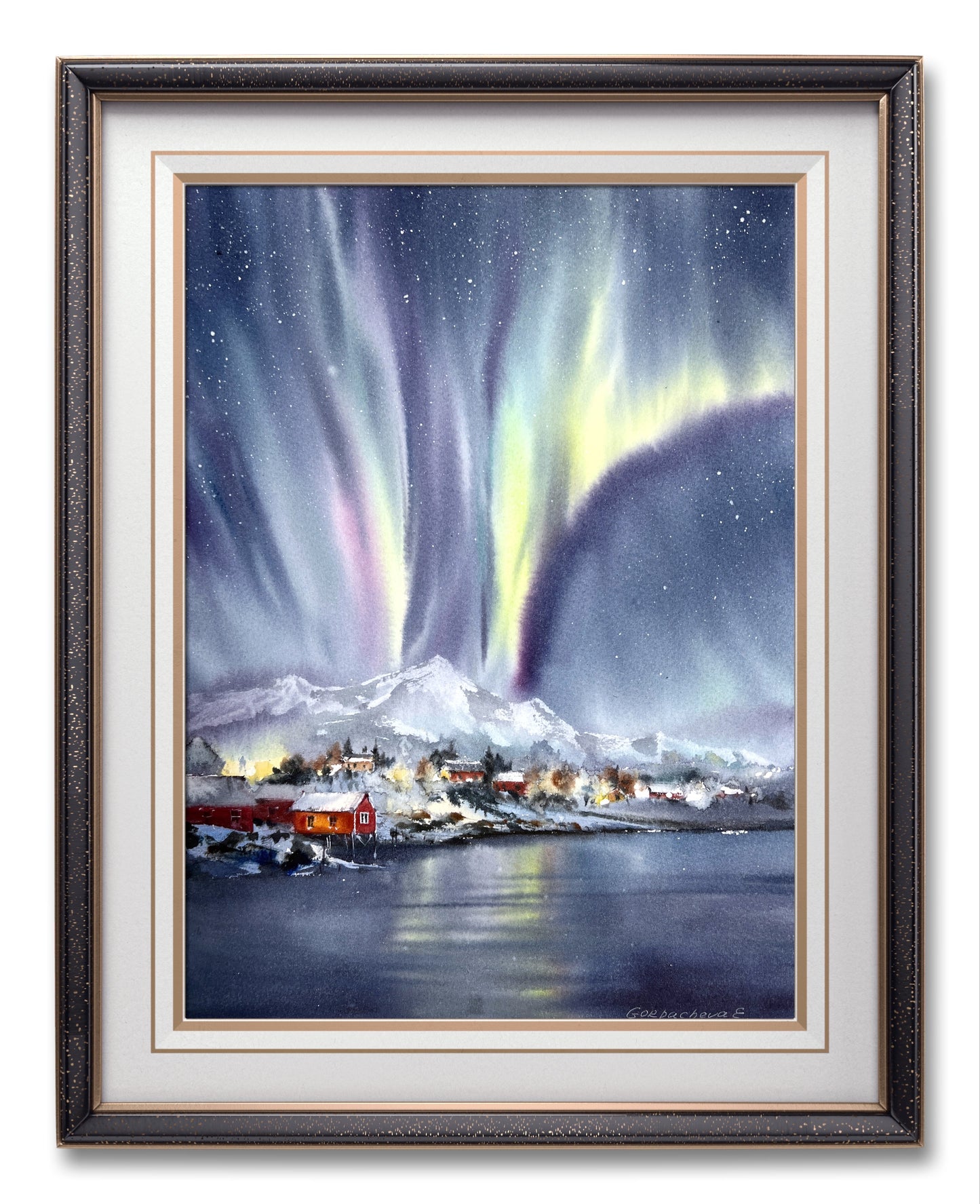 Lofoten Islands Painting Original - Northern lights, Norway #3